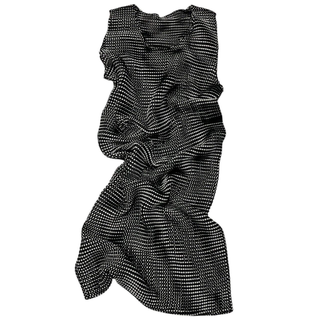 ISSEY MIYAKE(イッセイミヤケ) 90's dot pattern pleated sleeveless dress/ドット柄プリーツノースリーブワンピース/ヴィンテージ IM61-FH914 SIZE L ブラック×ホワイト 銀タグ　90年代
