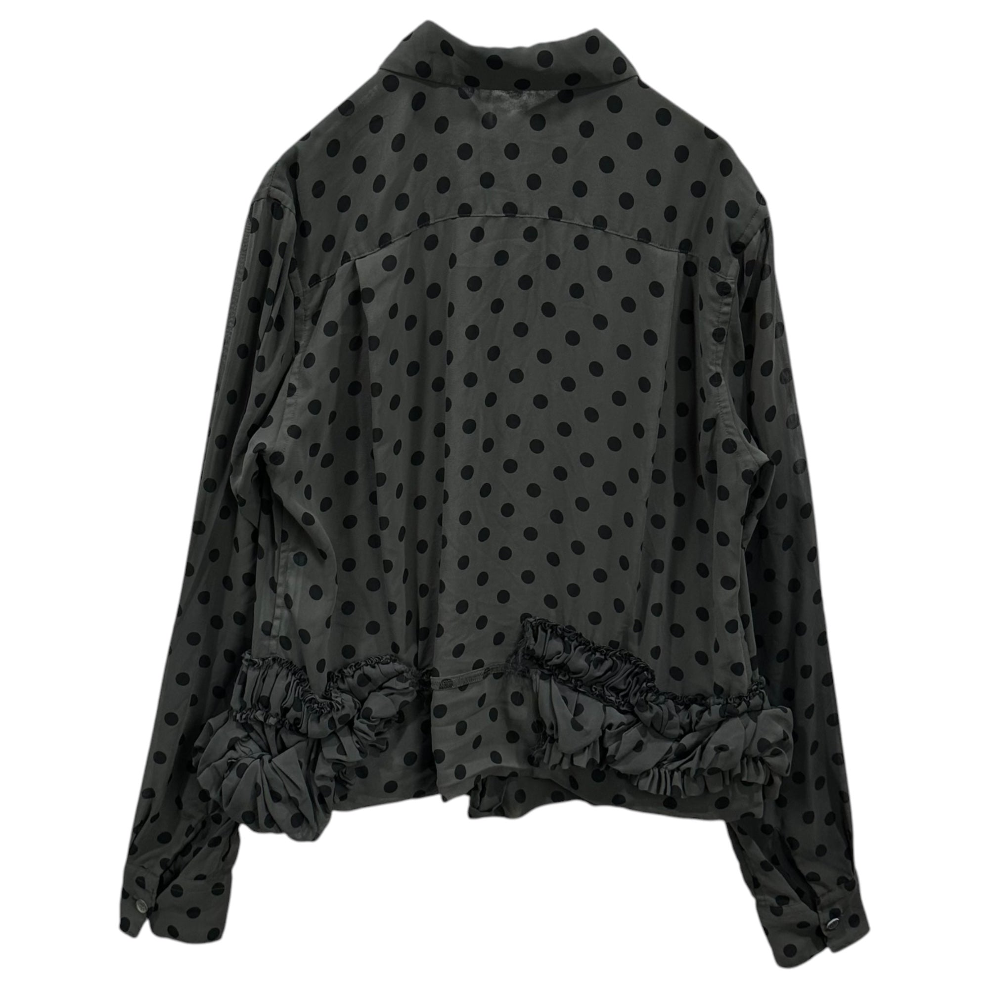 COMME des GARCONS(コムデギャルソン) 2013SS Frilled Hem Polka Dot Sheer Blouse 裾 フリル ドット シアー ブラウス GK-B039 XS グレー×ブラック AD2012