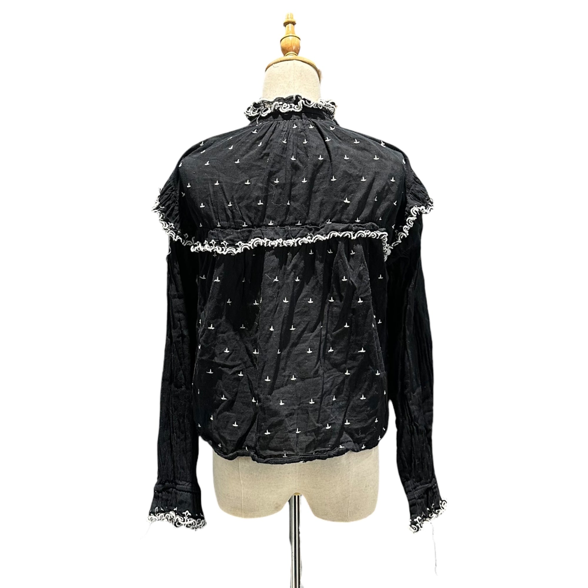 ISABEL MARANT(イザベルマラン) Ethnic Embroidered Stand Collar Cotton Dress エスニック 刺繍 スタンドカラー コットン ワンピース 36(S程度) ブラック サイドポケット