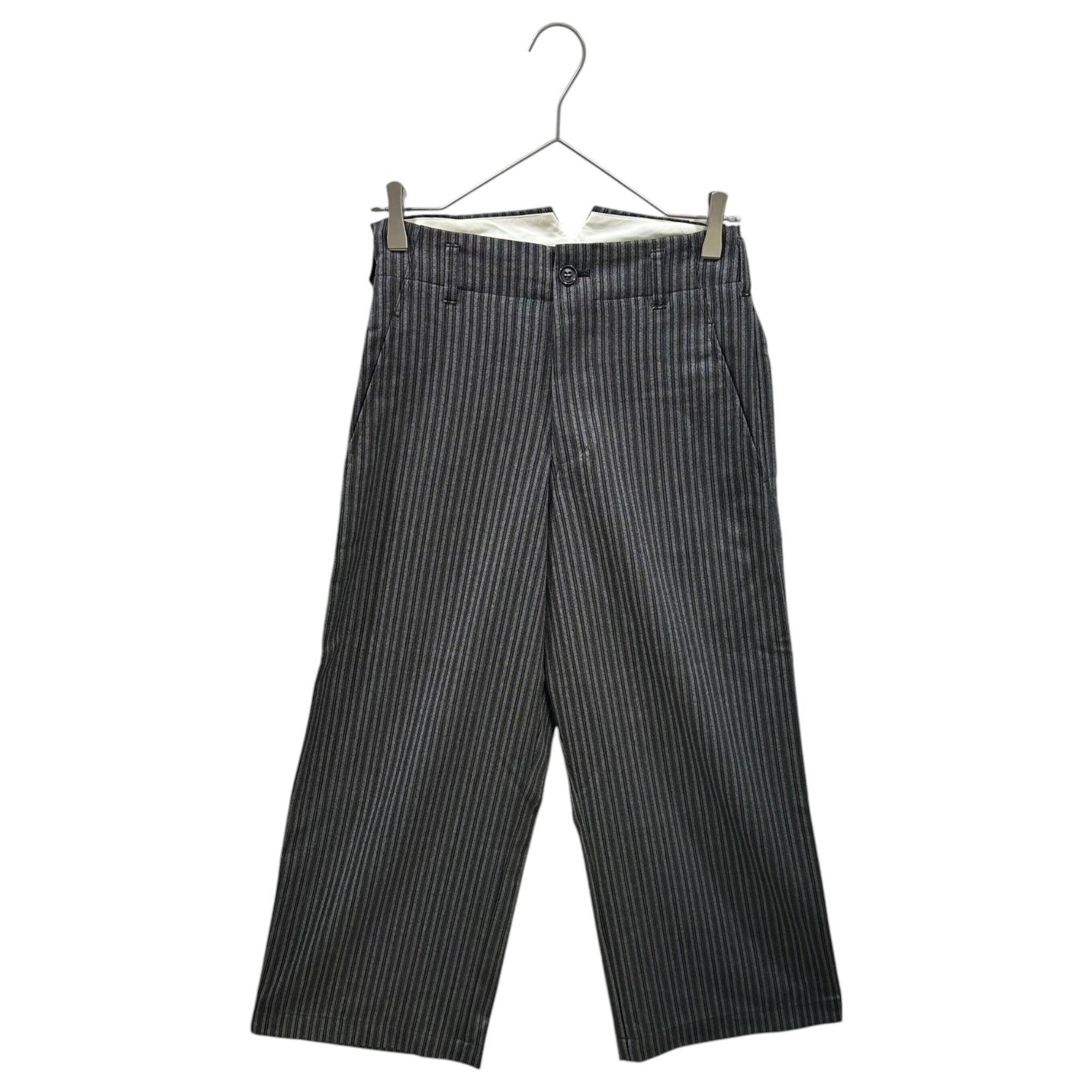 robe de chambre COMME des GARCONS(ローブドシャンブルコムデギャルソン) 2004AW Wool Striped High-Waisted Cropped Slacks ウール ストライプ ハイウエスト クロップド スラックス パンツ RU-P022 S グレー×ブラック AD2004