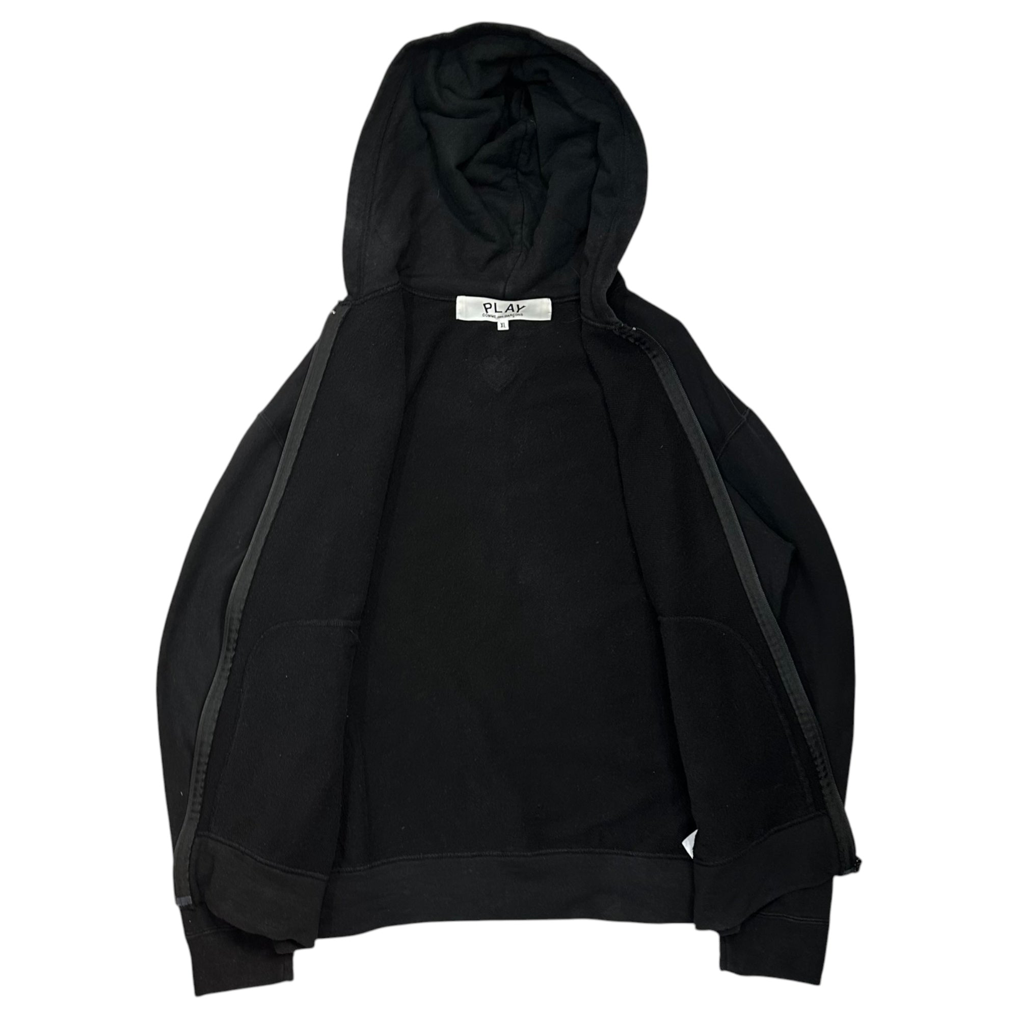 PLAY COMME des GARCONS(プレイコムデギャルソン) 24SS Cotton Zip-Up Hoodie With Black Emblem コットン ジップアップ パーカー ハート ロゴ AX-T343 XL ブラック AD2024/2