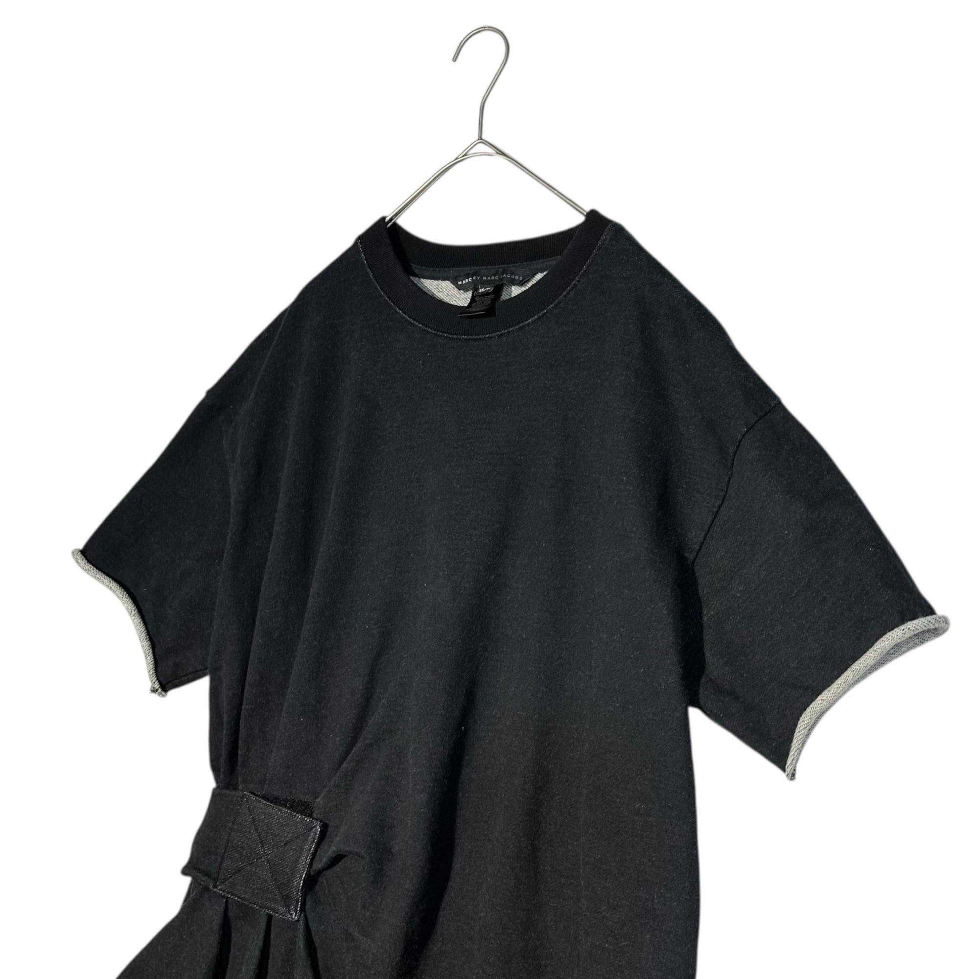 MARC by MARC JACOBS(マークバイマークジェイコブス) Velcro Gathered Sweatshirt S/S Dress ベルクロ ギャザー スウェット 半袖 ワンピース XS ブラック Y2K