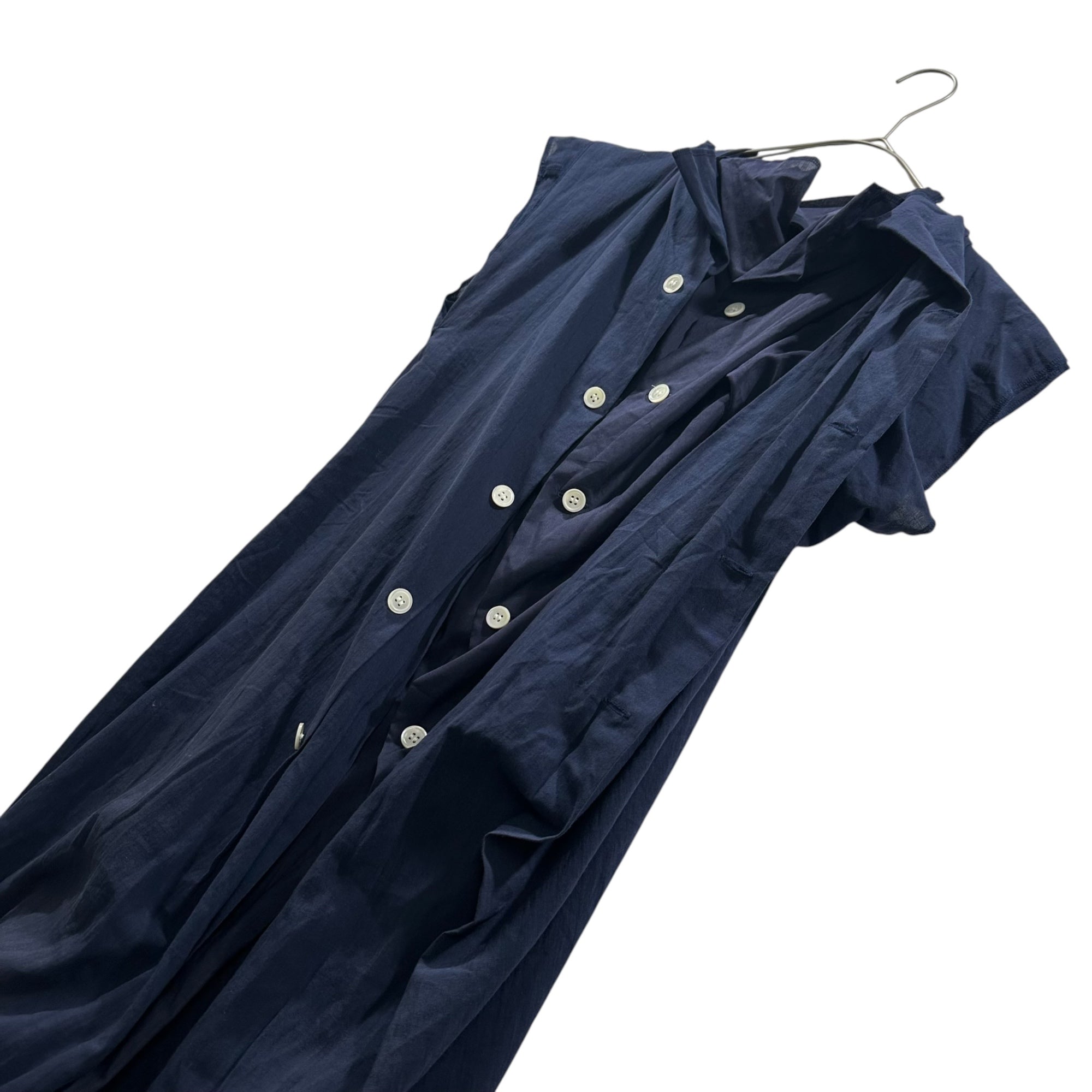 COMME des GARCONS(コムデギャルソン) 2008SS Hem Drawstring Layered Sleeveless Dress 裾 ドローコード レイヤード スリーブレス ワンピース GA-O007 SS ネイビー AD2007