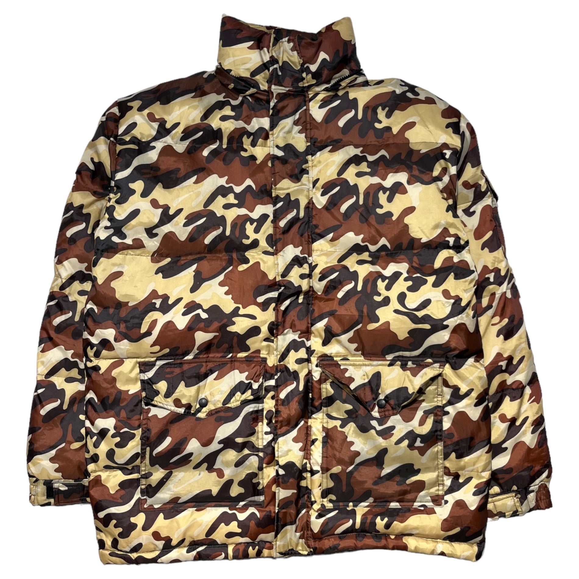 AMERICA&FIRST(アメリカ＆ファースト) camouflage down jacket カモフラ ダウン ジャケット M ベージュ×ブラック