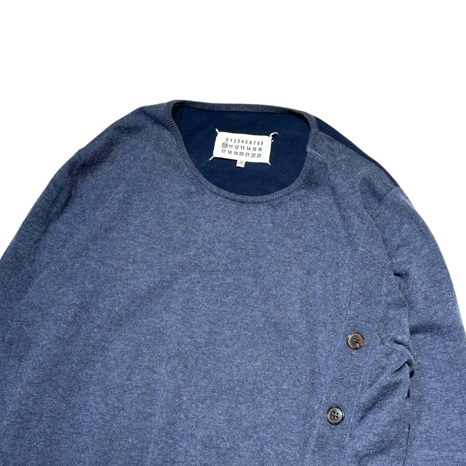 MAISON MARGIELA(メゾンマルジェラ) 17SS Reconstructed Asymmetrical C/W Knit 再構築 アシンメトリー コットン ウール ニット S50HA0689 S ネイビー