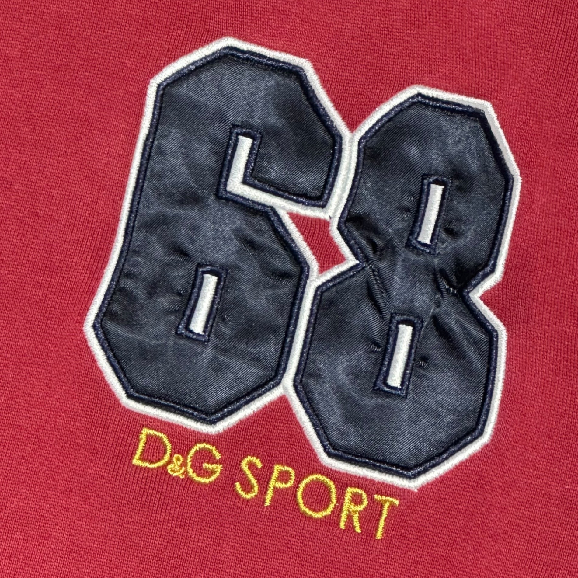 D&G(ディー&ジードルガバドルチェ&ガッバーナ) 68 Logo Patch Pullover Hoodie ロゴ ワッペン プルオーバー パーカー 44(XS程度) レッド×グレー