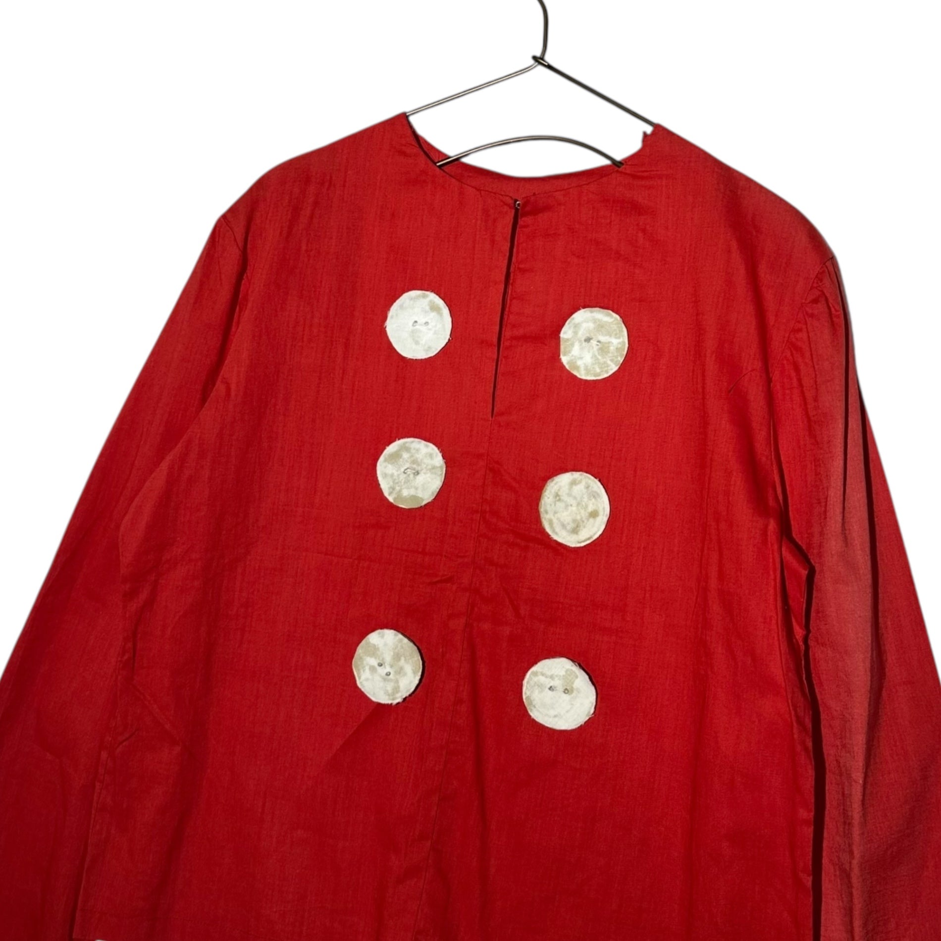 VINTAGE(ヴィンテージ) remake paper button shirt ペーパーボタンのリメイクシャツ ブラウス 表記無し(Mサイズ程度) レッド