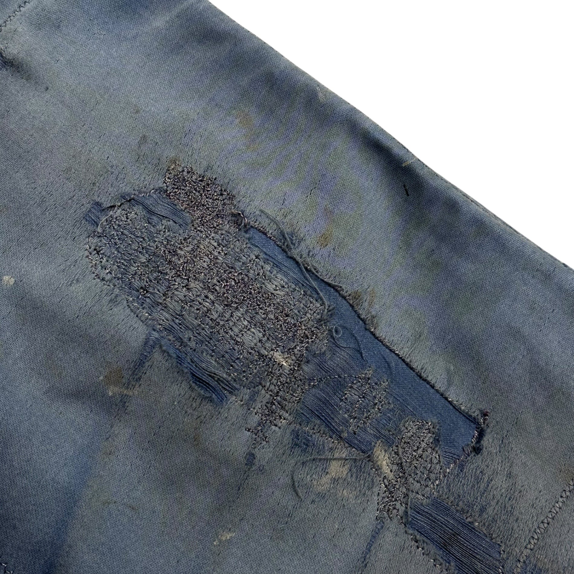 Adolphe Lafont(アドルフラフォン) 50's~60's Moleskin Work Pants モールスキン ワーク パンツ 約W33 ライトブルー ヴィンテージ メタルボタン BORO ボロ フレンチ