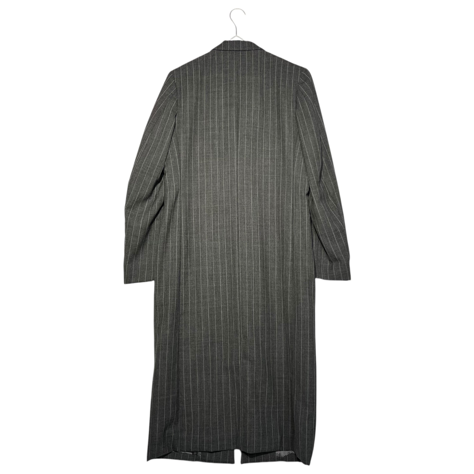 Y's(ワイズ) 95SS Wool striped tailored long coat ウール ストライプ テーラード ロング コート YB-J07-115 M グレー 90's 90年代 チェスター アーカイブ