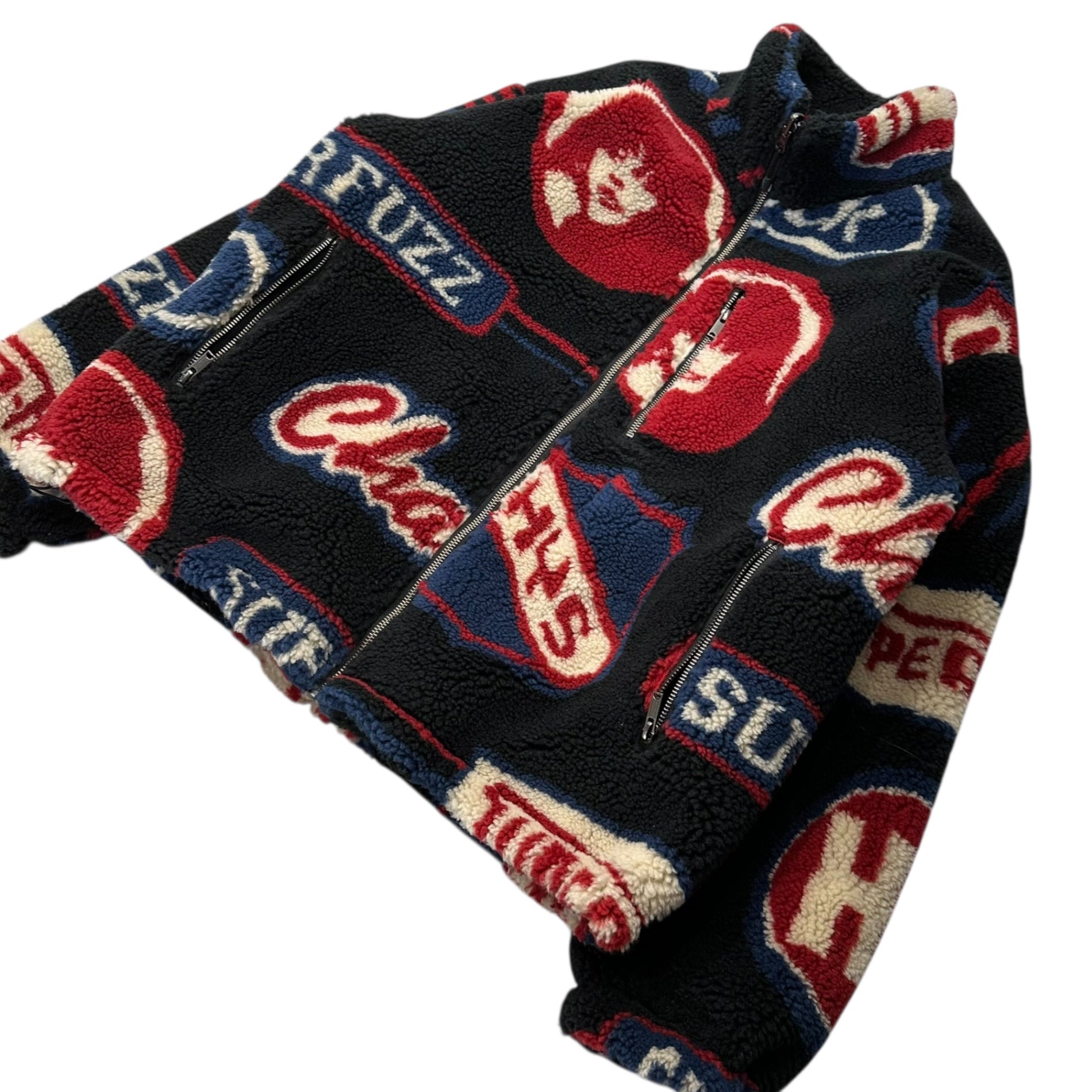HYSTERIC GLAMOUR(ヒステリックグラマー) All-over Print Fleece Zip-Up Jacket 総柄 ボア ジップアップ ジャケット 01223AB07 FREE ブラック×レッド×ブルー