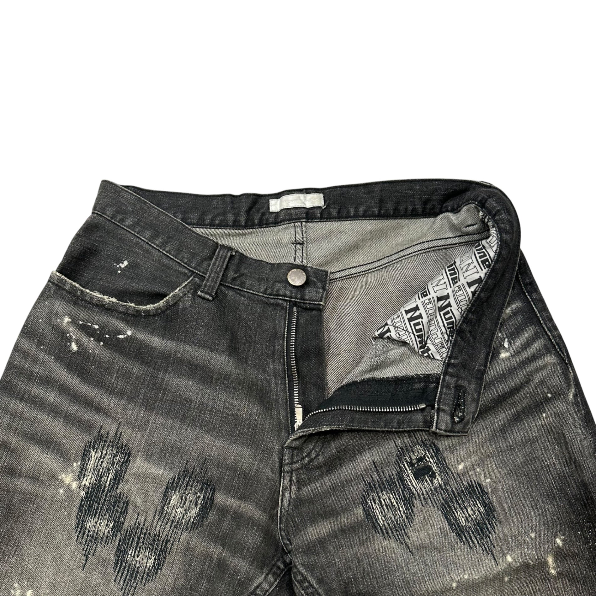NUMBER (N)INE(ナンバーナイン) 2001AW "STANDARDS" GRANGE DENIM PANTS スタンダード期 グランジ デニム パンツ 2×30 ブラック 00's