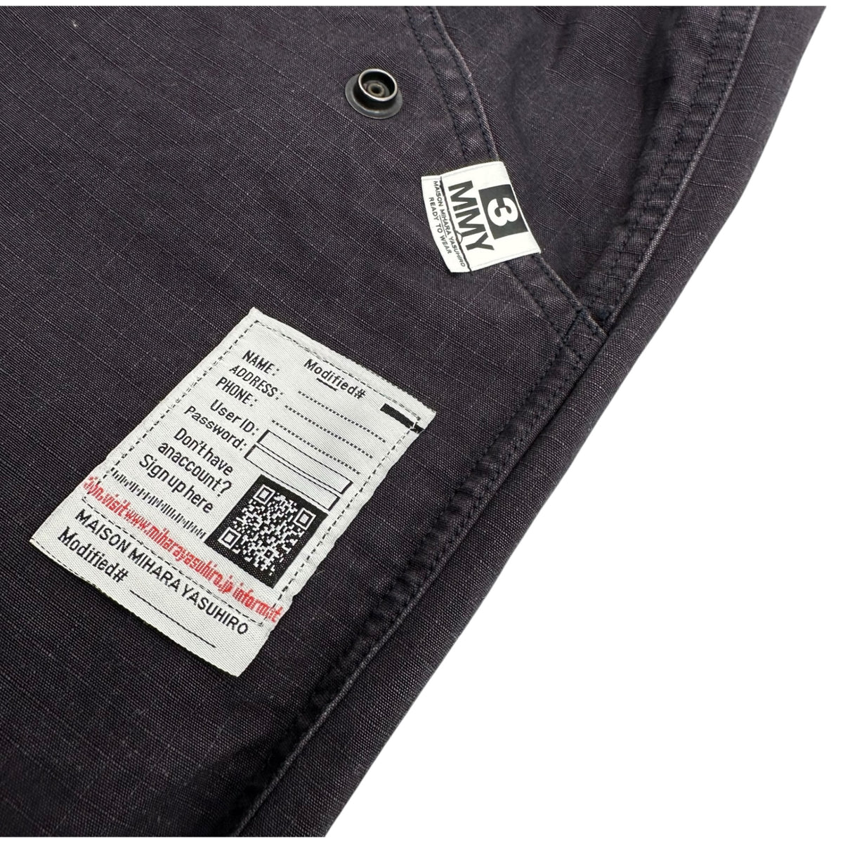 Maison MIHARA YASUHIRO(メゾンミハラヤスヒロ) 23AW RIP STOP MILITARY PT リップストップ ミリタリー パンツ J11PT042 48 ブラック