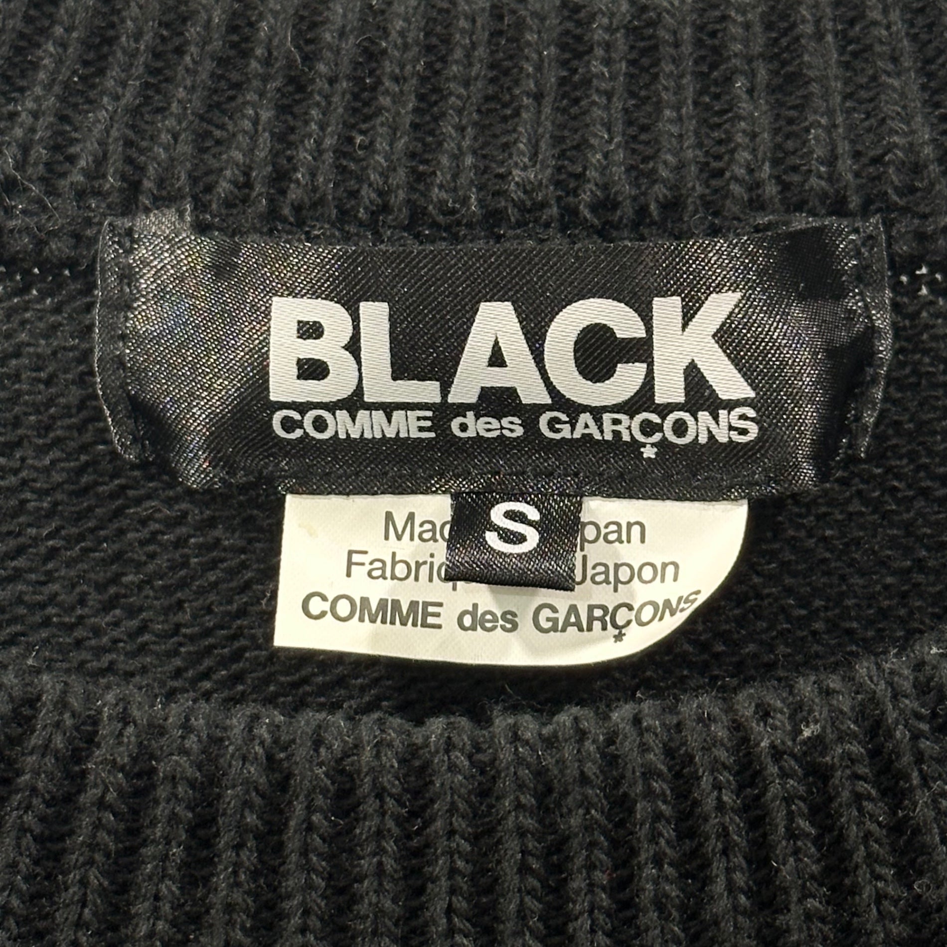 BLACK COMME des GARCONS(ブラックコムデギャルソン) 22AW Front Heart Oversized Acrylic Knit フロント ハート オーバーサイズ アクリル ニット 1J-N001 S ブラック×ホワイト AD2022