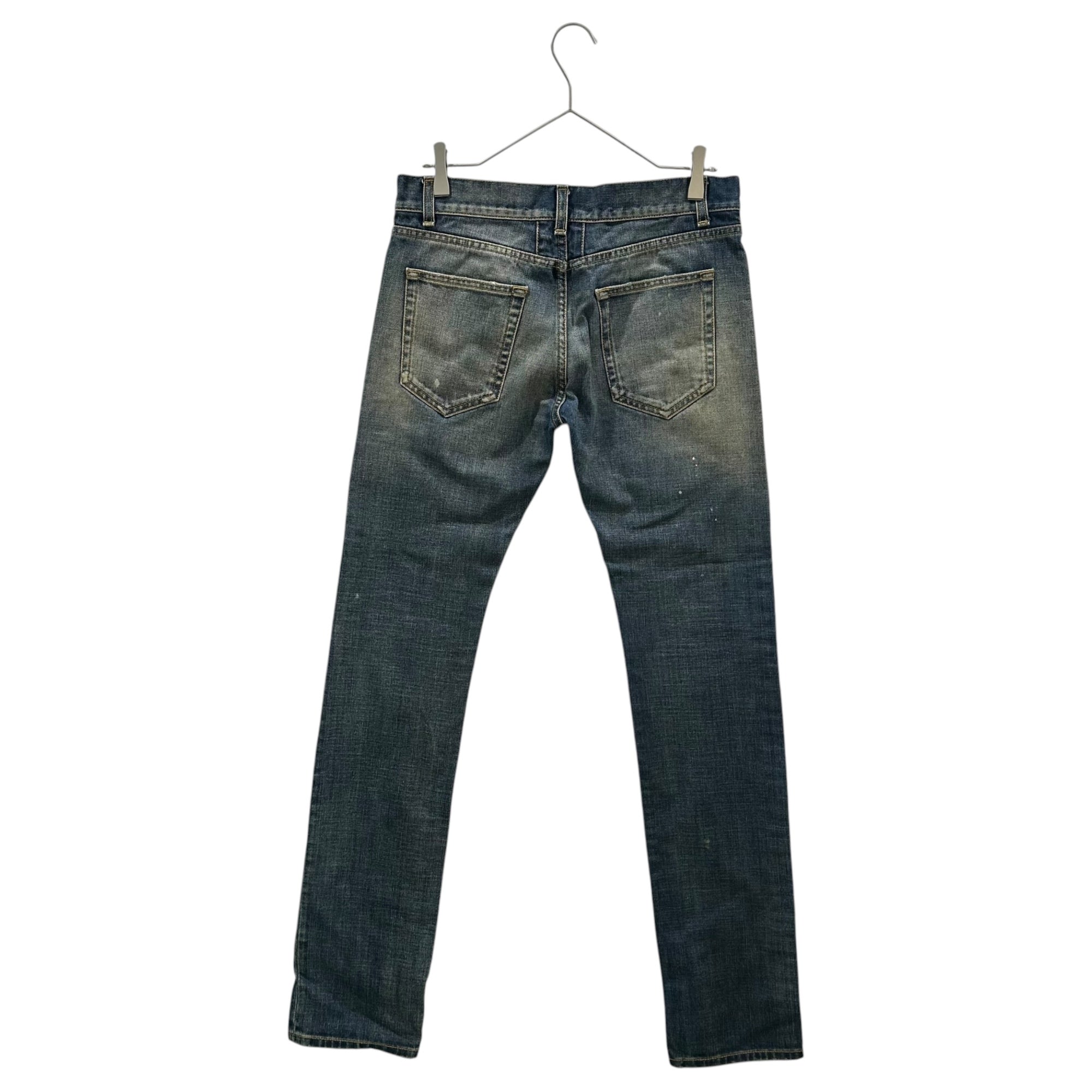 SAINT LAURENT PARIS (サンローランパリ) 13AW By Hedi Slimane Slim-Fit Denim Pants エディ期 ペンキ ダメージ 加工 スリム フィット デニム パンツ 325869 29 インディゴ スキニー