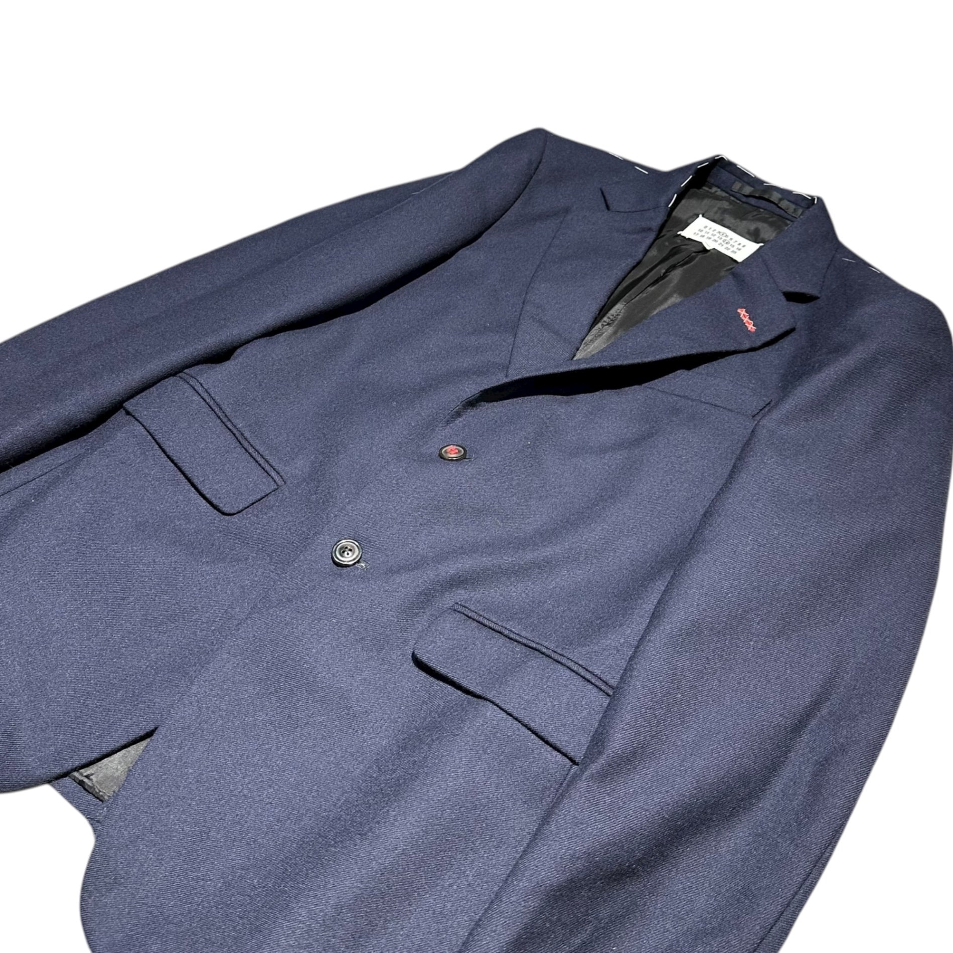 MAISON MARGIELA(メゾンマルジェラ) 22AW Stitch Blazer ステッチ ブレザー SI1BN0007 44 ネイビー テーラード ジャケット Mボタン