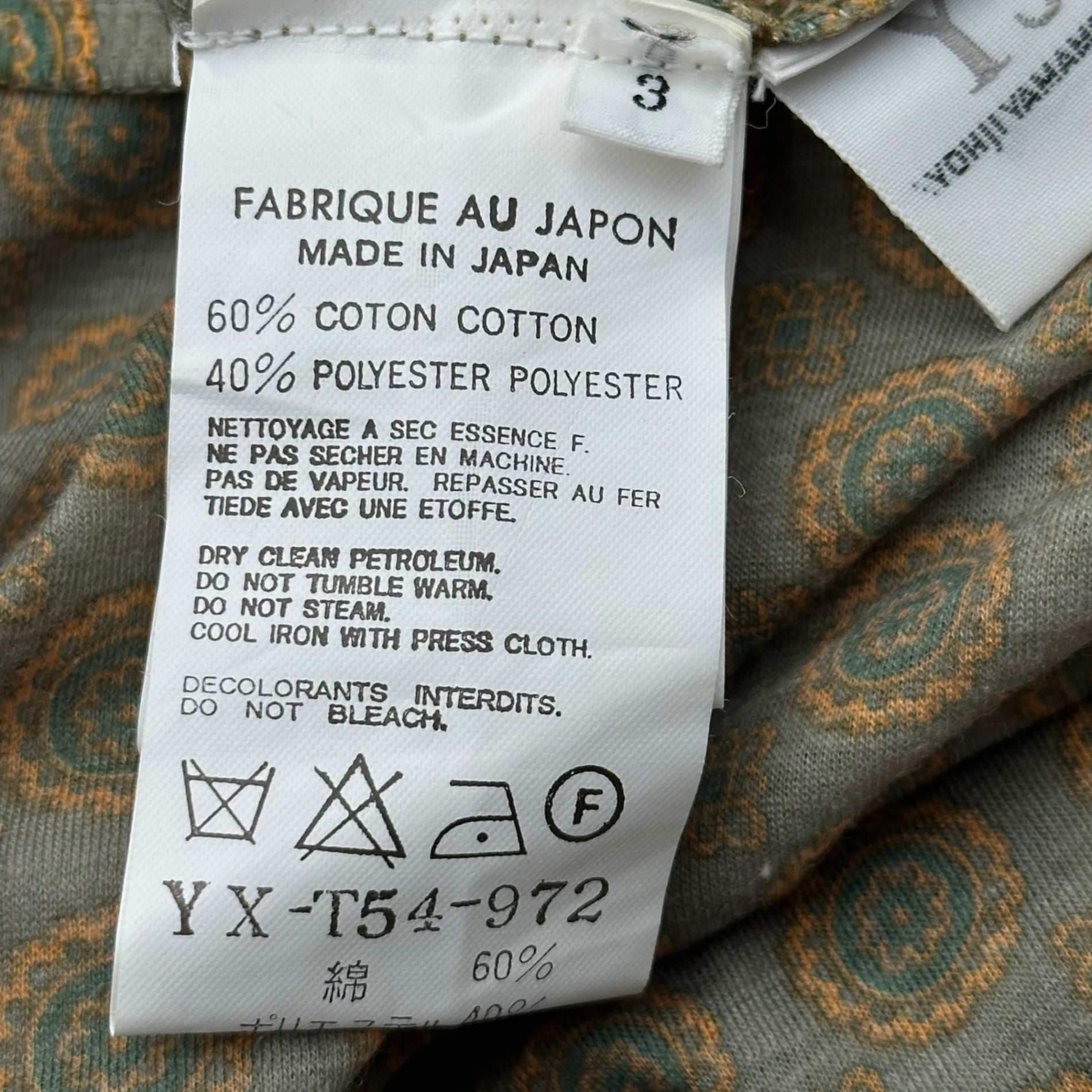 Y's(ワイズ) Inside-Out Komon H/S Top インサイドアウト 小紋柄 ハーフスリーブ カットソー YX-T54-972 3(L程度) グリーン