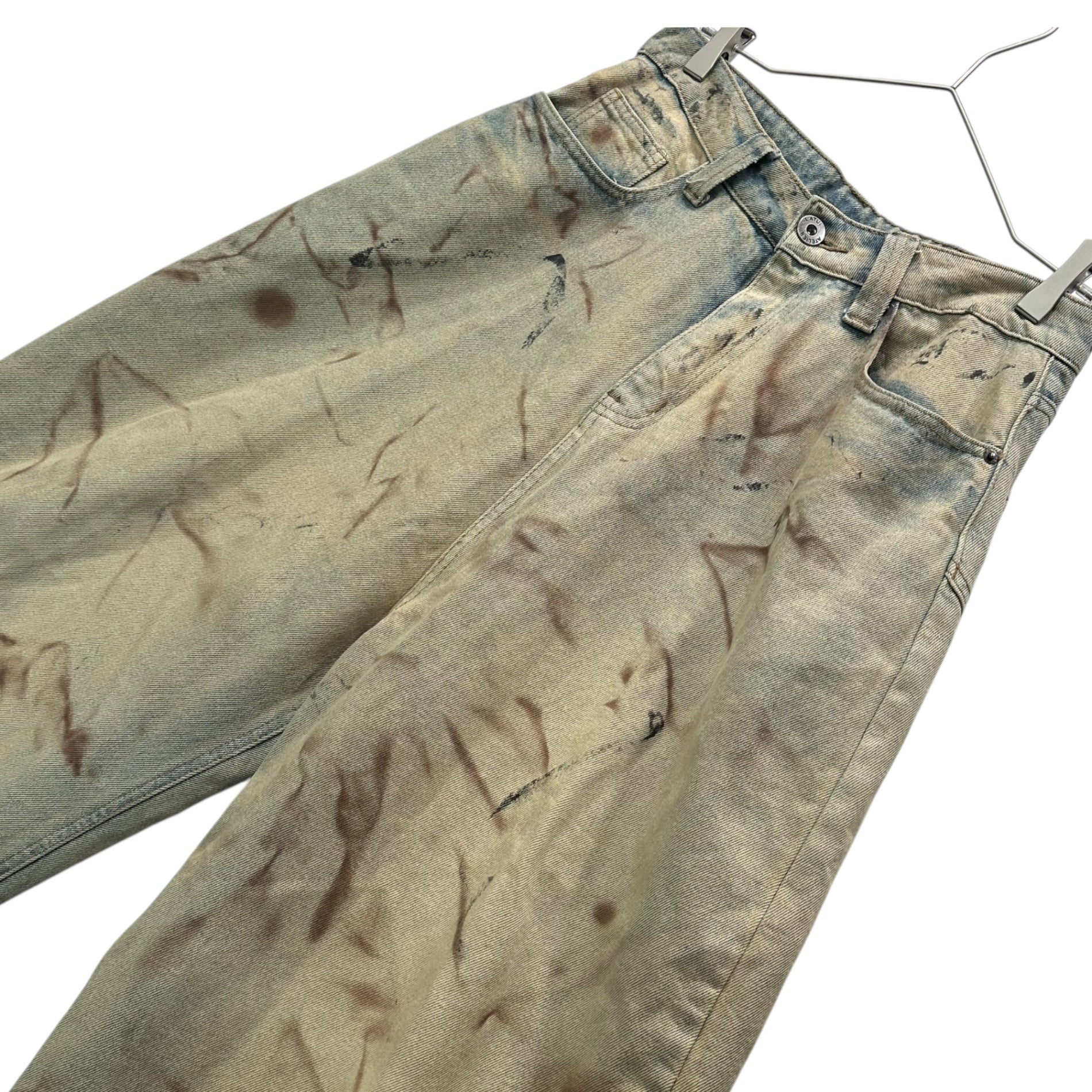 LATUI ATELIER(ラトゥイ アトリエ) Vintage-Washed Wide-Leg Baggy Denim Pants ヴィンテージ加工 ワイド バギー デニム パンツ M ライトインディゴ