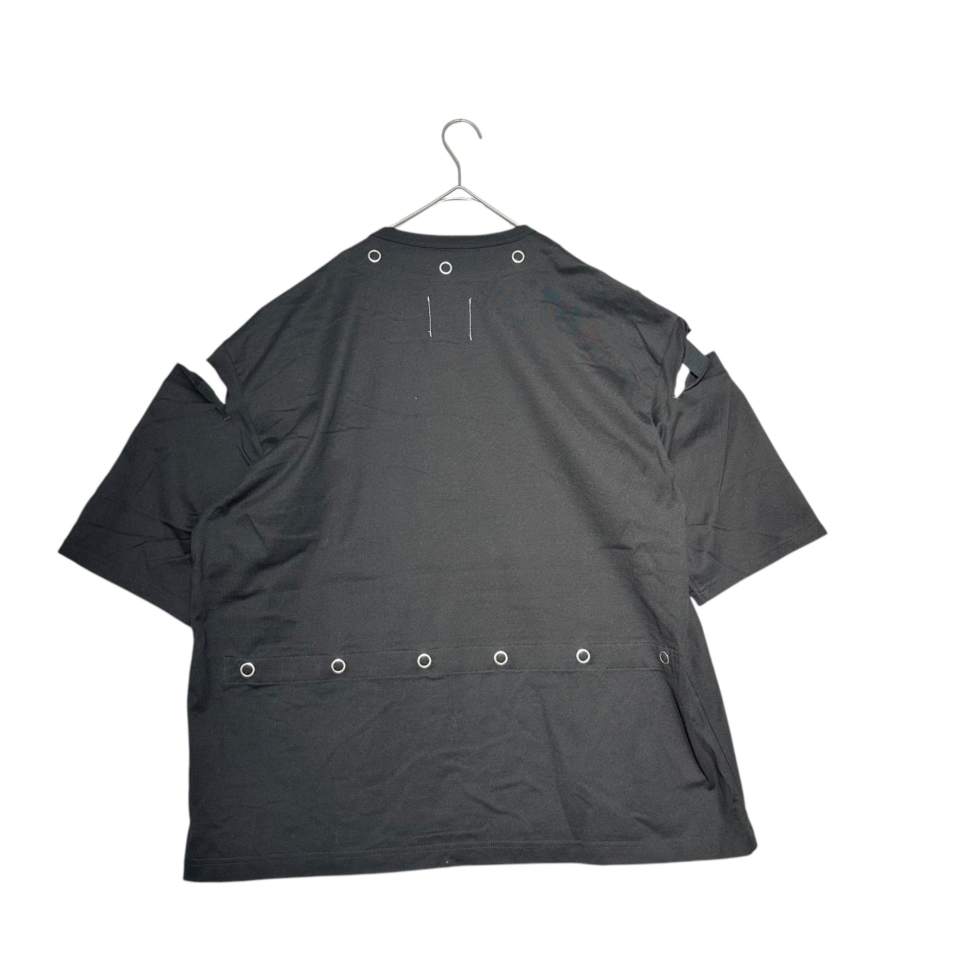 TAKAHIRO MIYASHITA The Soloist.(タカヒロミヤシタザソロイスト) attachment collar & tail short sleeve tee. -_joseph szabo レイヤード シャツ Tシャツ  0005SS22 48 ブラック×ホワイト