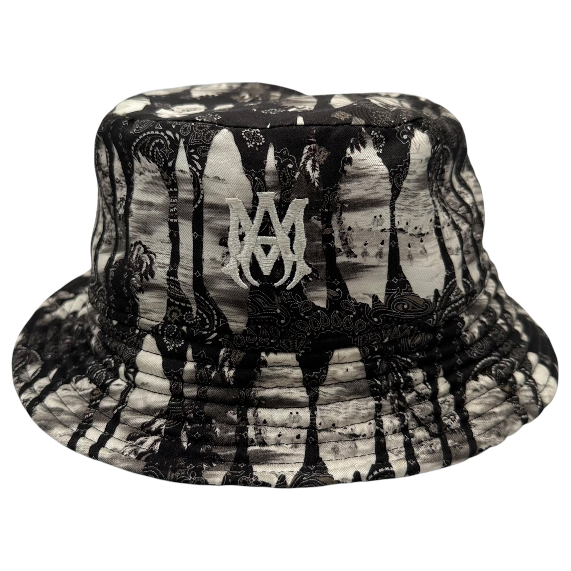 AMIRI(アミリ) BANDANA REVERSIBLE BUCKET HAT バンダナ リバーシブル バケット ハット グレー×ブラック シルク