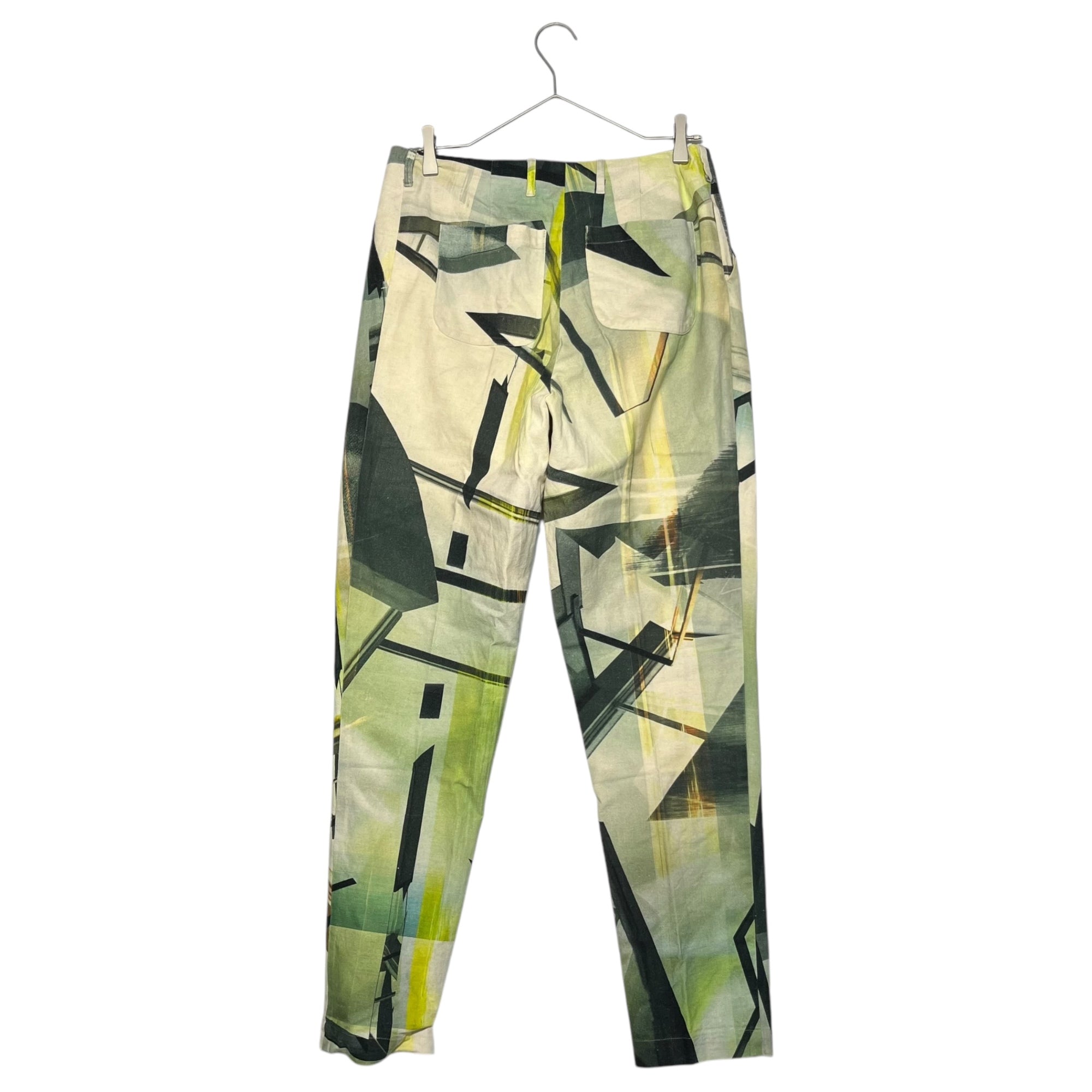 ohta(オオタ) 13SS All-over print cotton linen tuck pants 総プリント コットンリネン タック パンツ 13SS-PT-141 SM アイボリー×グリーン