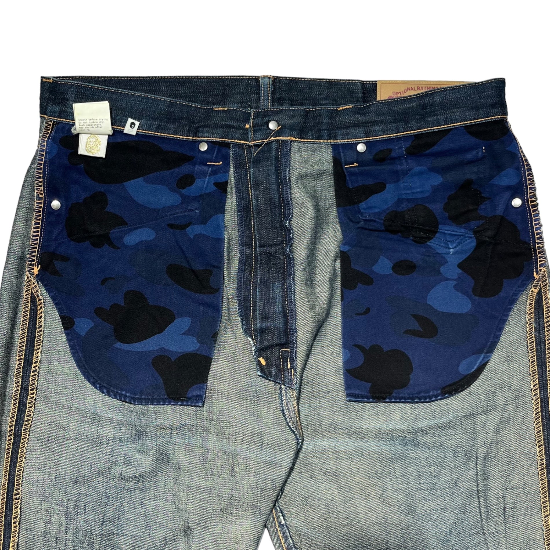 A BATHING APE(アベイシングエイプ) 00's BAPE BABY MILO printed denim pants プリント デニム パンツ L インディゴ Y2K 初期