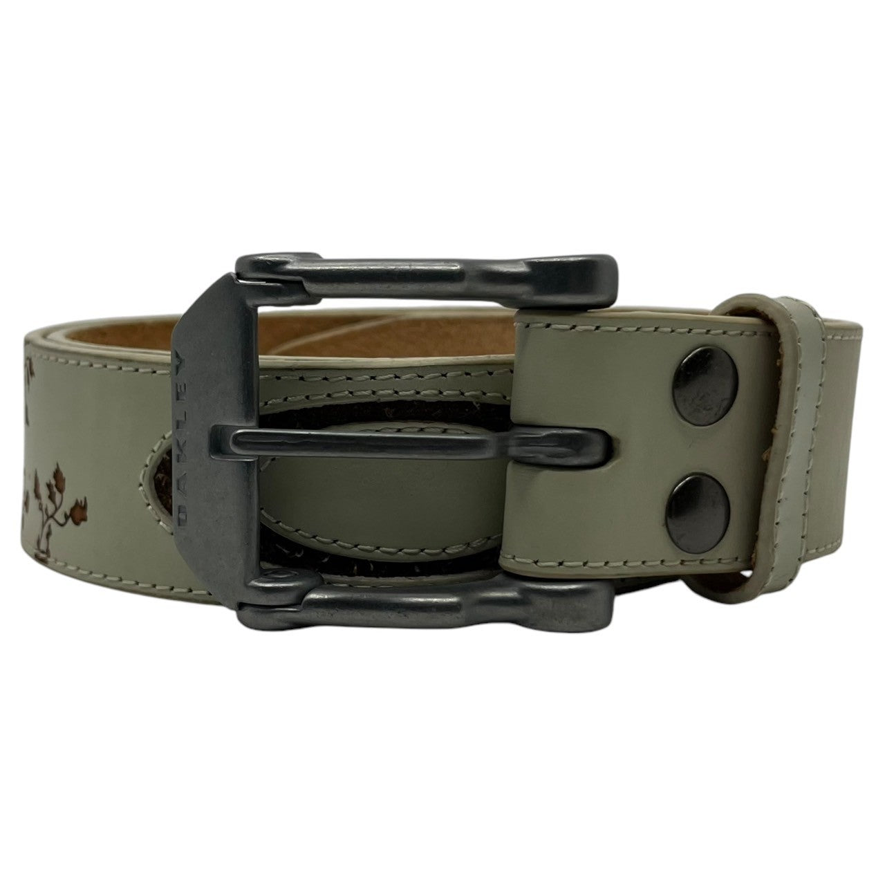 OAKLEY(オークリー) 00's  leather craft buckle belt レザー クラフト バックル ベルト ホワイト Y2K 本革