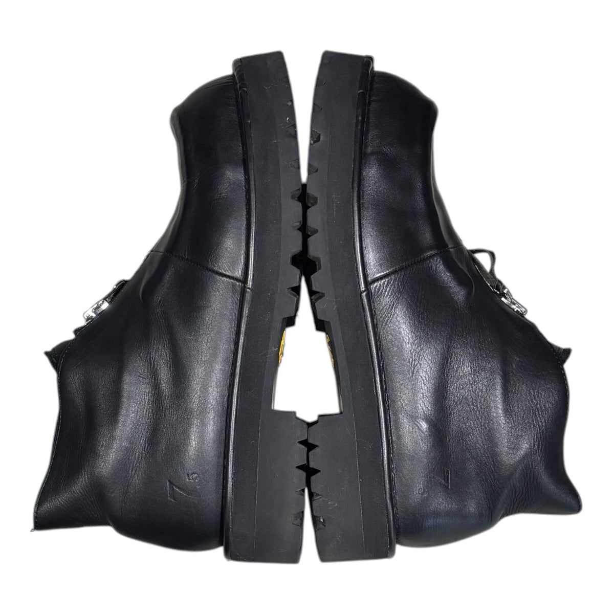 KIDS LOVE GAITE(キッズラブゲイト) INVISIBLE MOCCA - Black フロントジップ チャンキー ブーツ UK 7 1/2(26cm程度) ブラック レザー シューズ