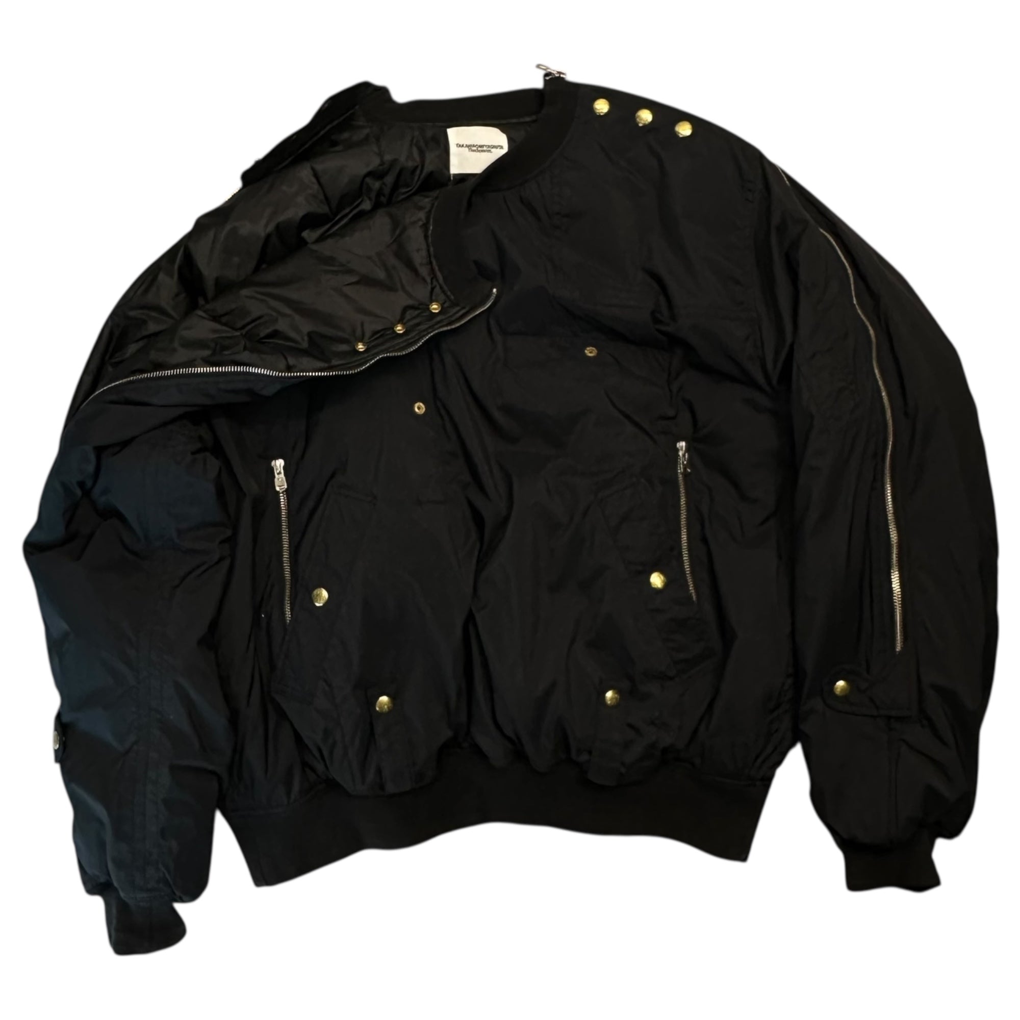 TAKAHIRO MIYASHITA The Soloist.(タカヒロミヤシタザソロイスト) 16AW Zip Design Pullover Bomber Jacket with Insulation ジップ デザイン プルオーバー ボンバー 中綿 ジャケット sj.0023AW16 46(S~M程度) ブラック 宮下貴裕 稀少アイテム