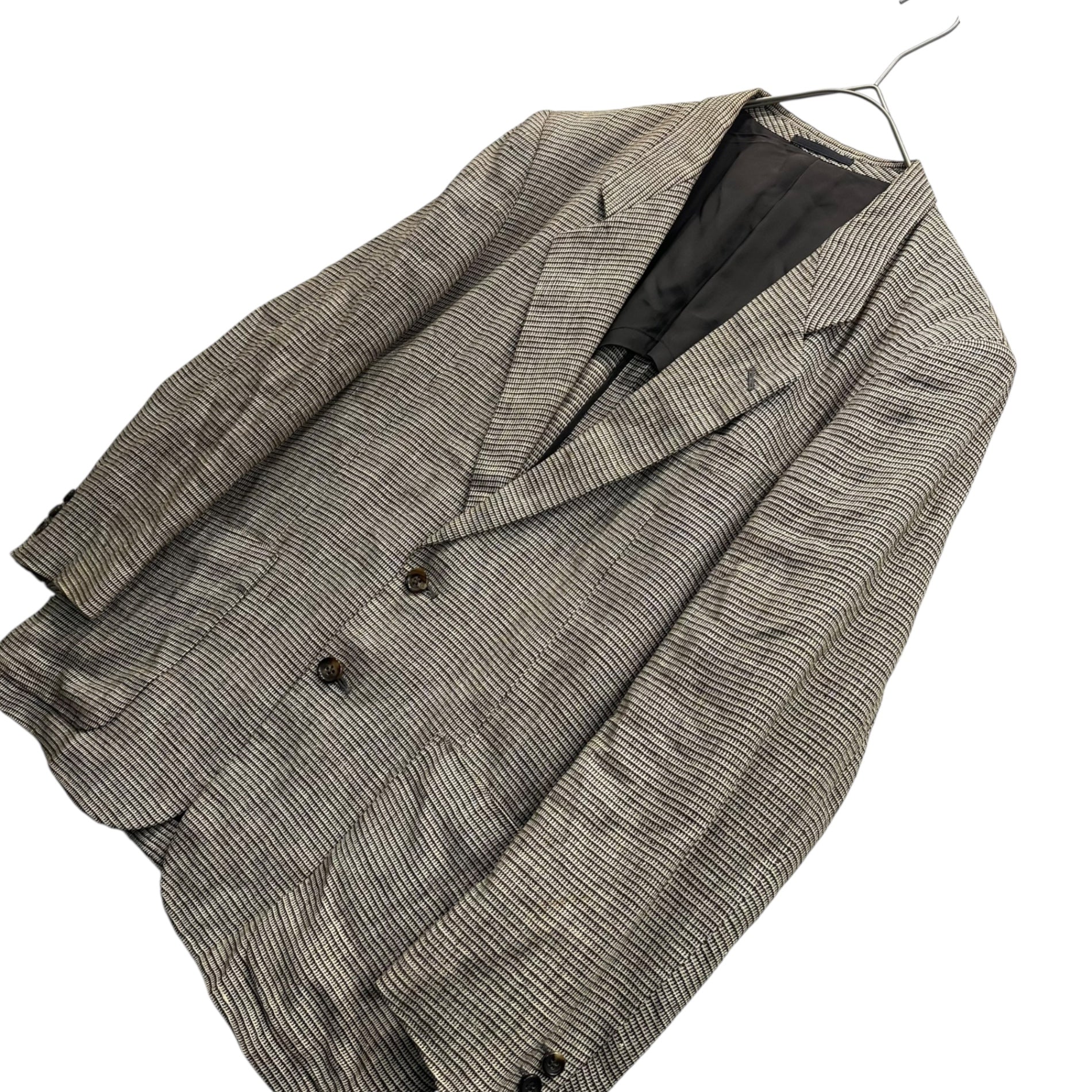 COMME des GARCONS HOMME(コムデギャルソンオム) 80's Linen 2B Tailored Jacket 本人期 リネン 2B テーラード ジャケット HJ-11049S S ベージュ×ブラウン 1980年代 川久保玲 本人期