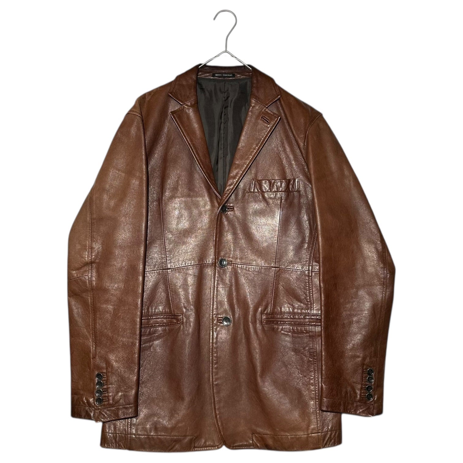 MEN'S TENORAS(ティノラス) Lamb Leather 3B Tailored Jacket ラム レザー 3B テーラード ジャケット M ブラウン 羊革