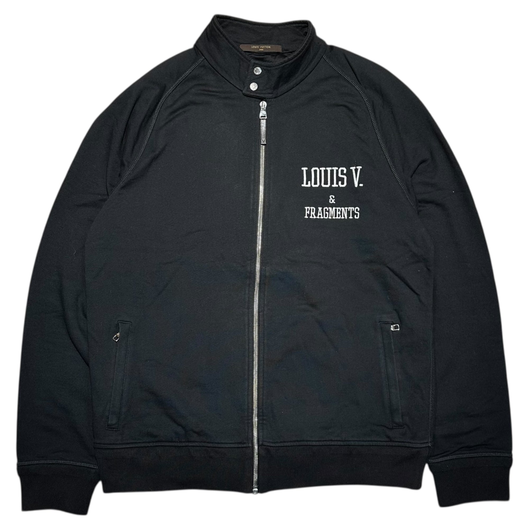 LOUIS VUITTON × FRAGMENT DESIGN(ルイヴィトン × フラグメントデザイン) 17AW Puffer Jacket Sweatshirt パファ ジャケット スウェット ロゴ ジップアップ XL ブラック×ホワイト