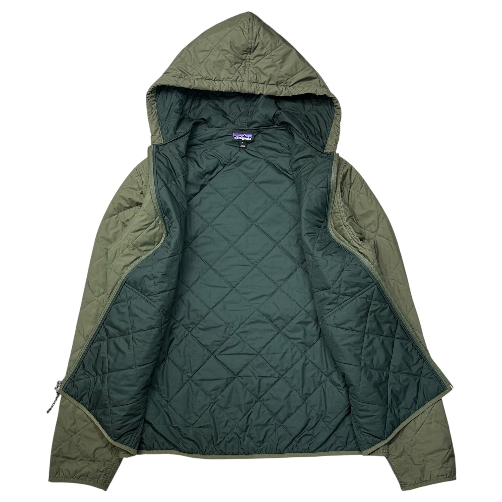 Patagonia(パタゴニア) DIAMOND QUILTED BOMBER HOODY  ダイアモンドキルト ボマージャケット フーディー 27610 L カーキ マウンテンパーカー