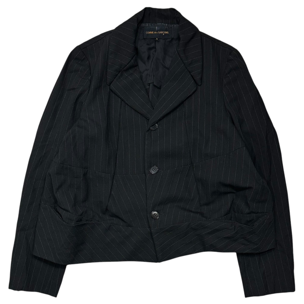 COMME des GARCONS(コムデギャルソン) 1993SS Wool Gabardine Paneled Striped Jacket ウール ギャバジン 切替 ストライプ ジャケット GJ-11004S S ブラック×ホワイト AD1992 90s アーカイブ ピンストライプ