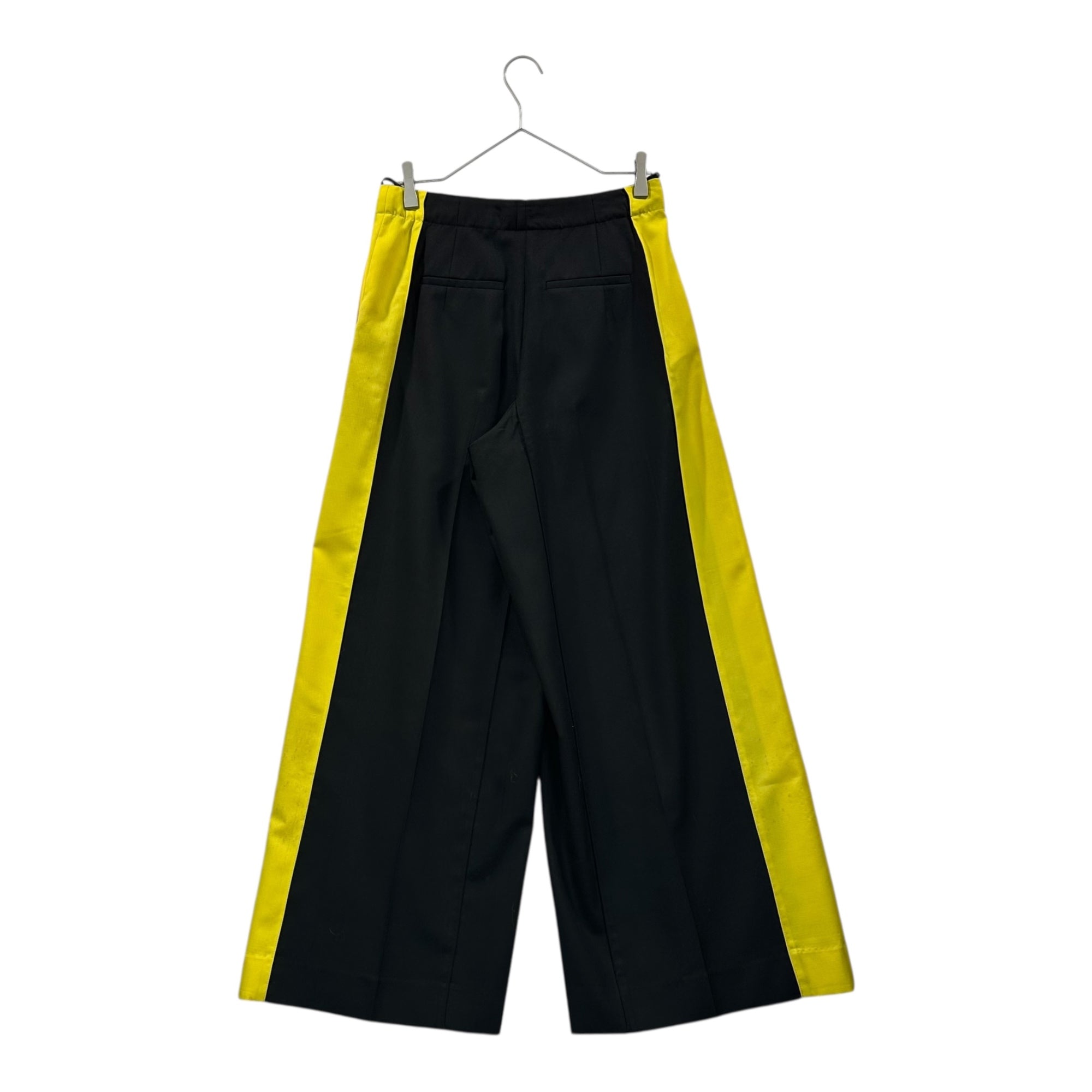 LOEWE(ロエベ) Side Yellow Wide-Leg Wool Slacks サイド イエロー ワイドバギー ウール スラックス S359Y04X30 38(M程度) ブラック×イエロー