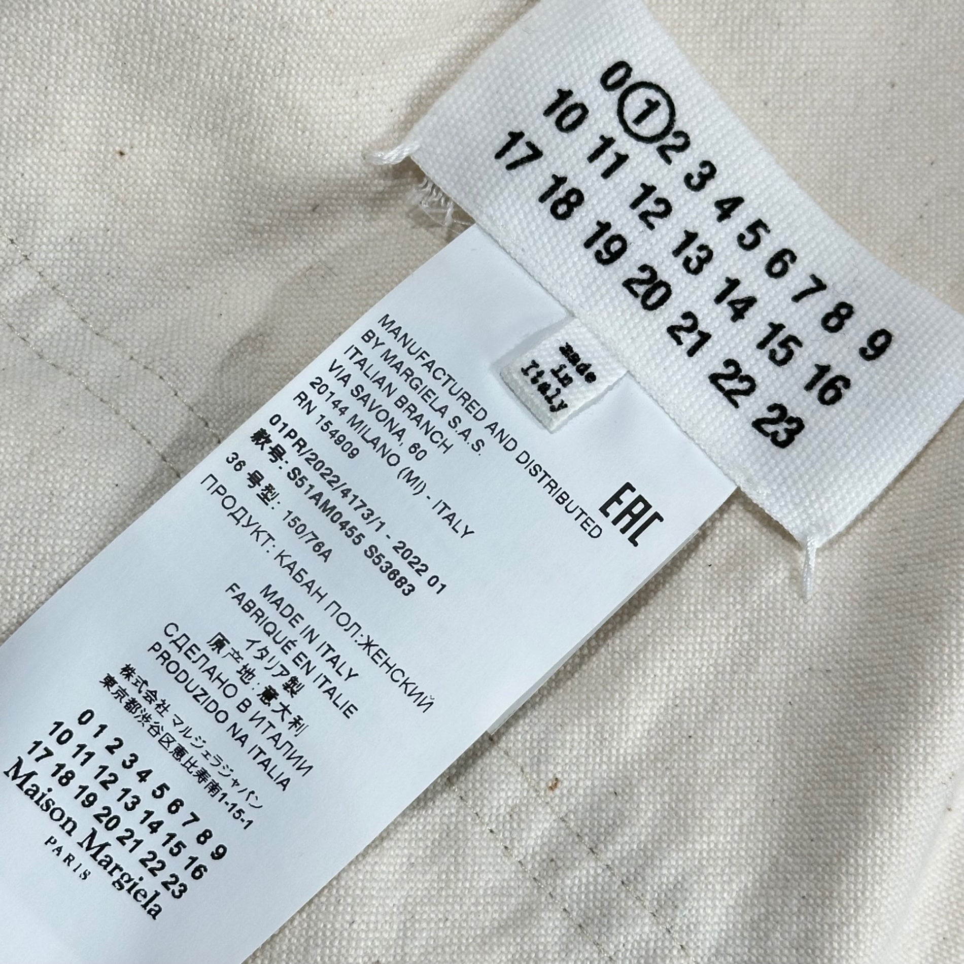 MAISON MARGIELA(メゾンマルジェラ) 22SS  4WAY Check Jacket コットン キャンバス チェック ジャケット S51AM0455 36 ホワイト コート