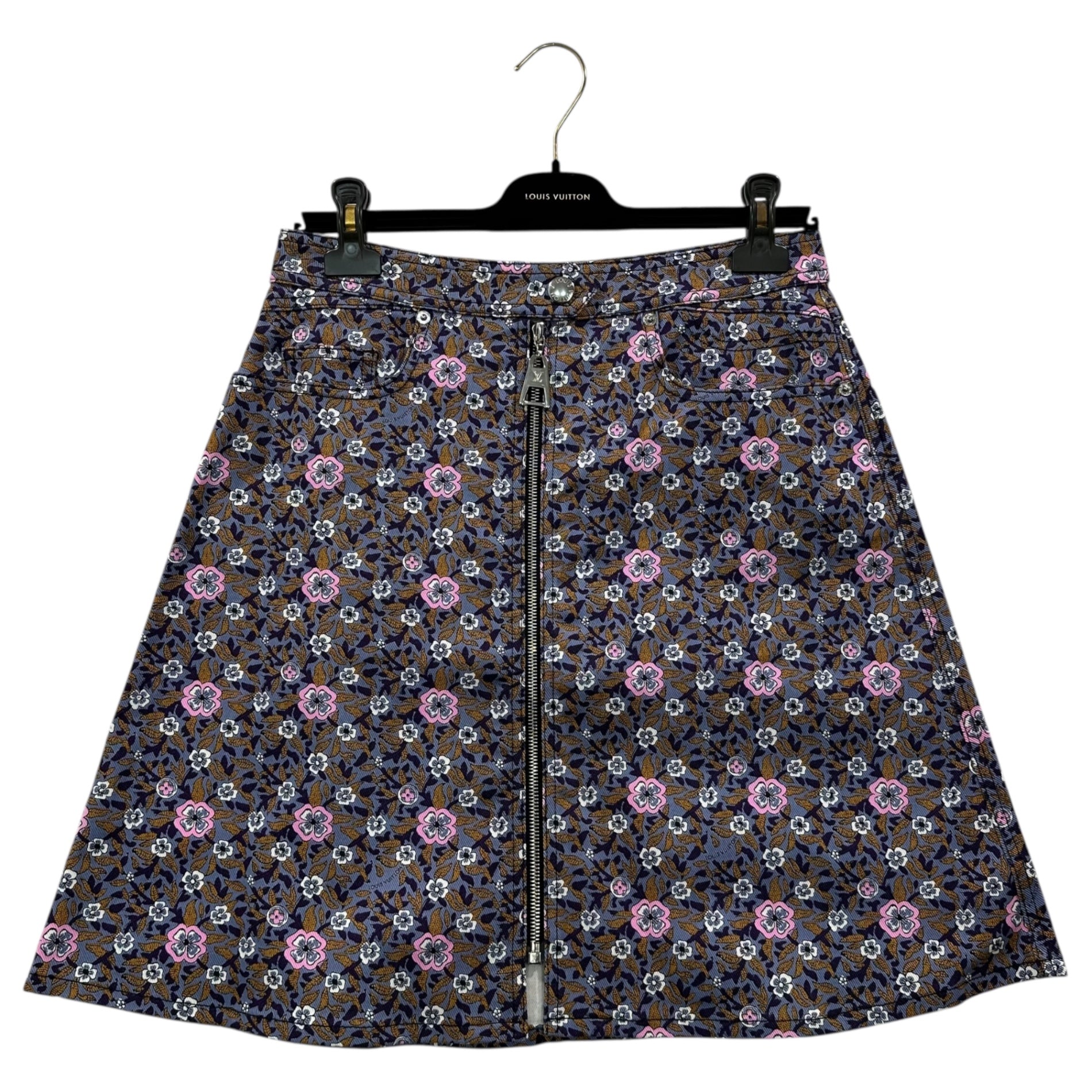 LOUIS VUITTON(ルイヴィトン) Floral Print Cotton Flare Mini Skirt 花柄 コットン フレア ミニ スカート RW152A F8SK25B74 40 パープル×ピンク