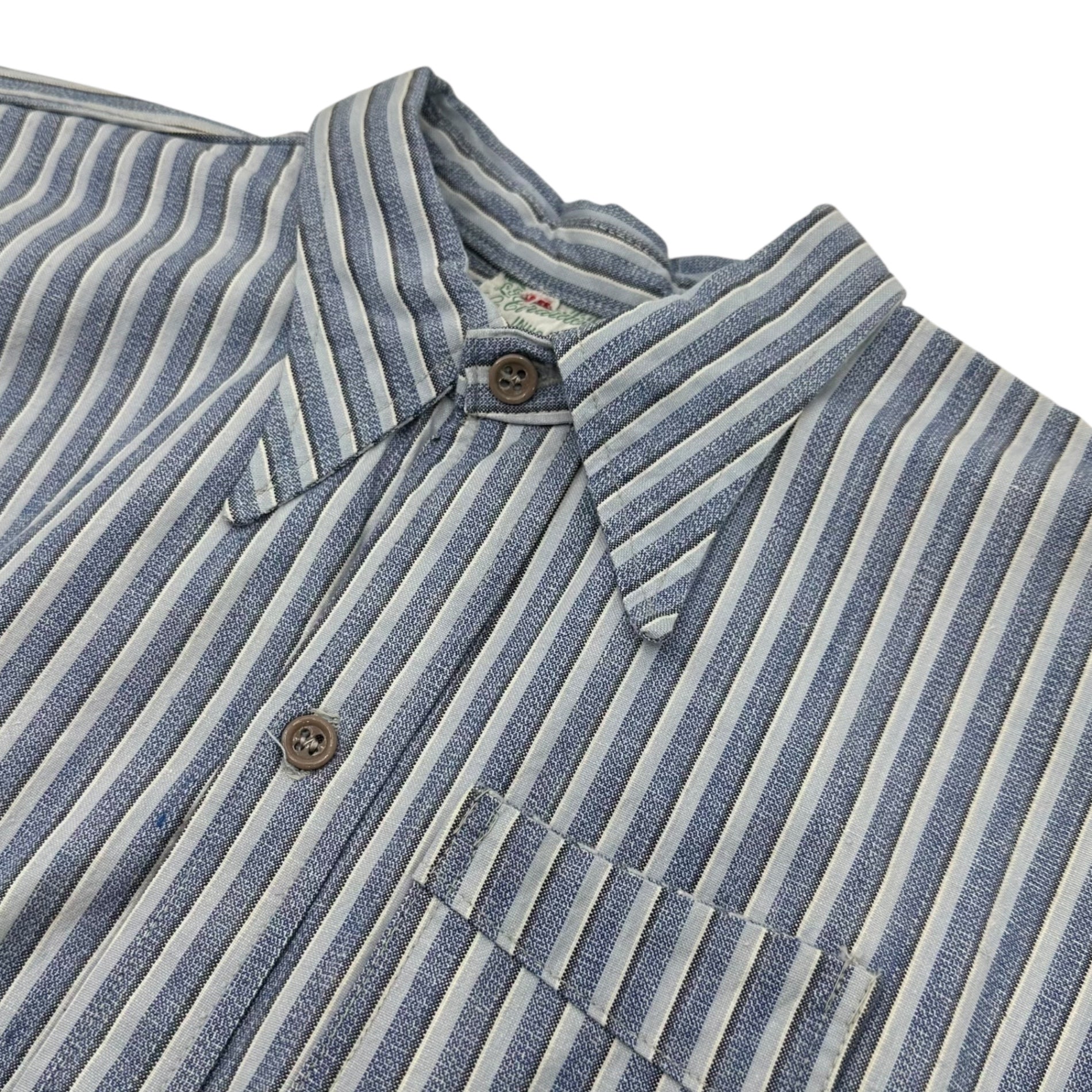 Euro vintage(ヨーロッパヴィンテージ) 30's French Vintage Striped Smock Shirt 30年代 フレンチ ヴィンテージ ストライプ スモック シャツ 110(L～XL相当) ブルー