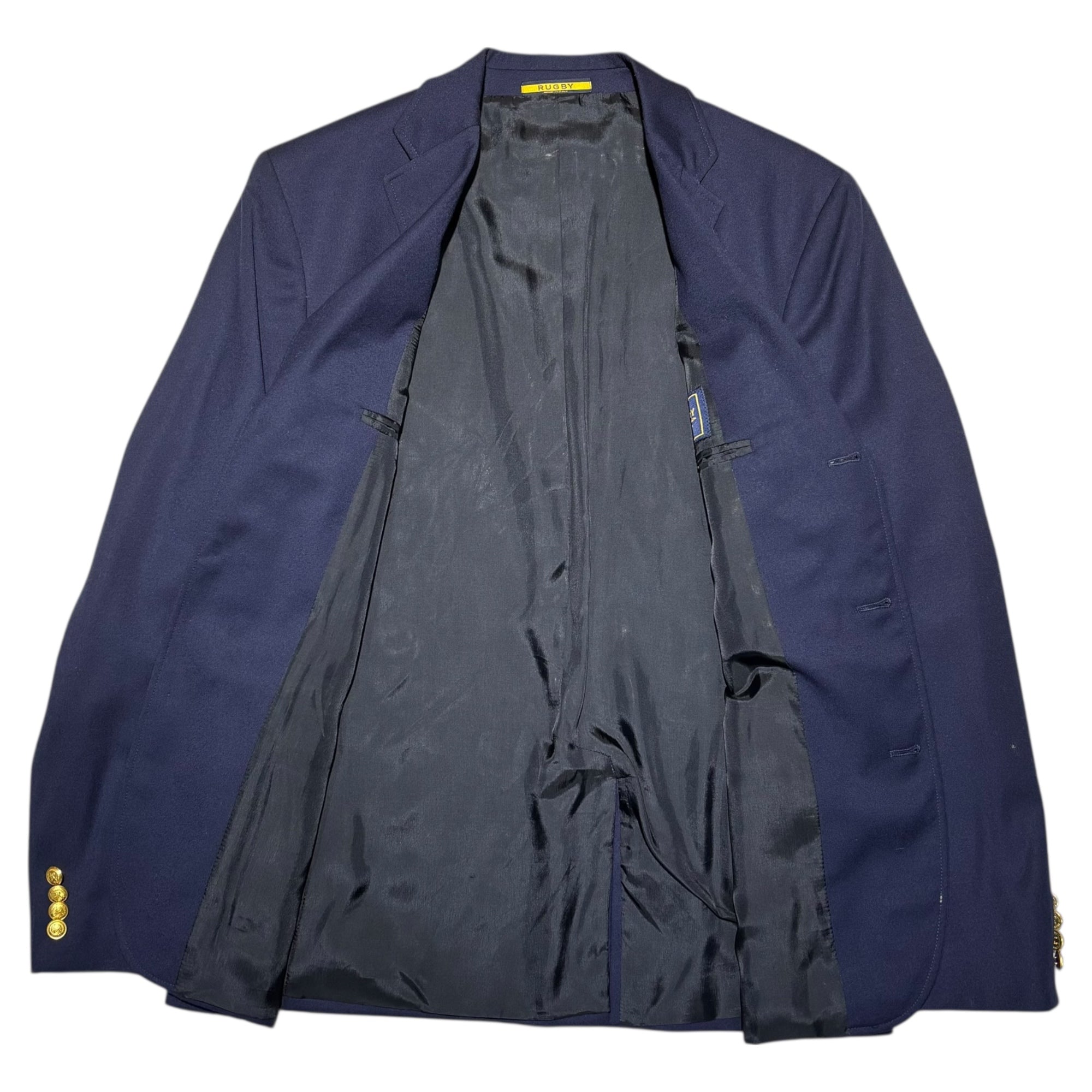 RALPH LAUREN RUGBY(ラルフローレンラグビー) 3B Gold Button Navy Blazer 3B 金ボタン 紺 ブレザー 42-R(L程度) ネイビー 紺ブレ テーラード ジャケット