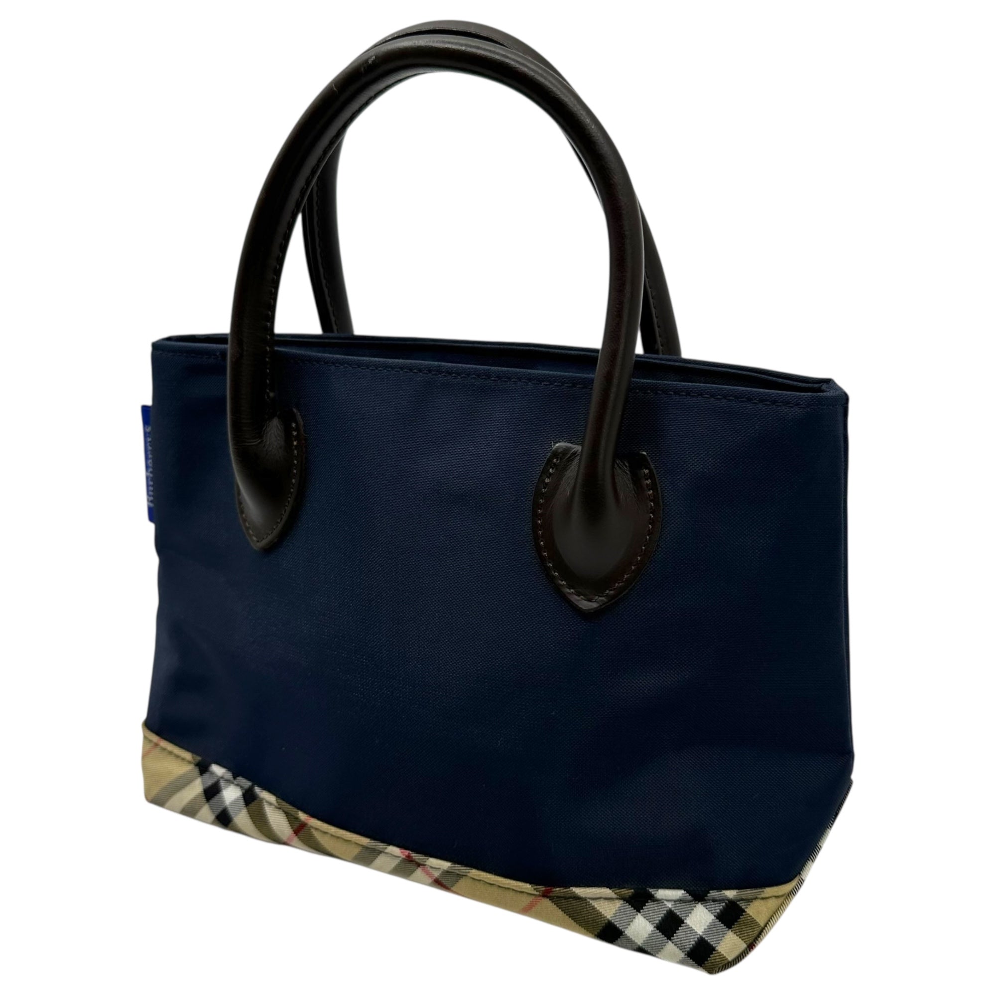 Burberry’s(バーバリーズ) Mini boat-shaped tote bag ミニ 舟形 トート バッグ ハンドバッグ ネイビー×ベージュ