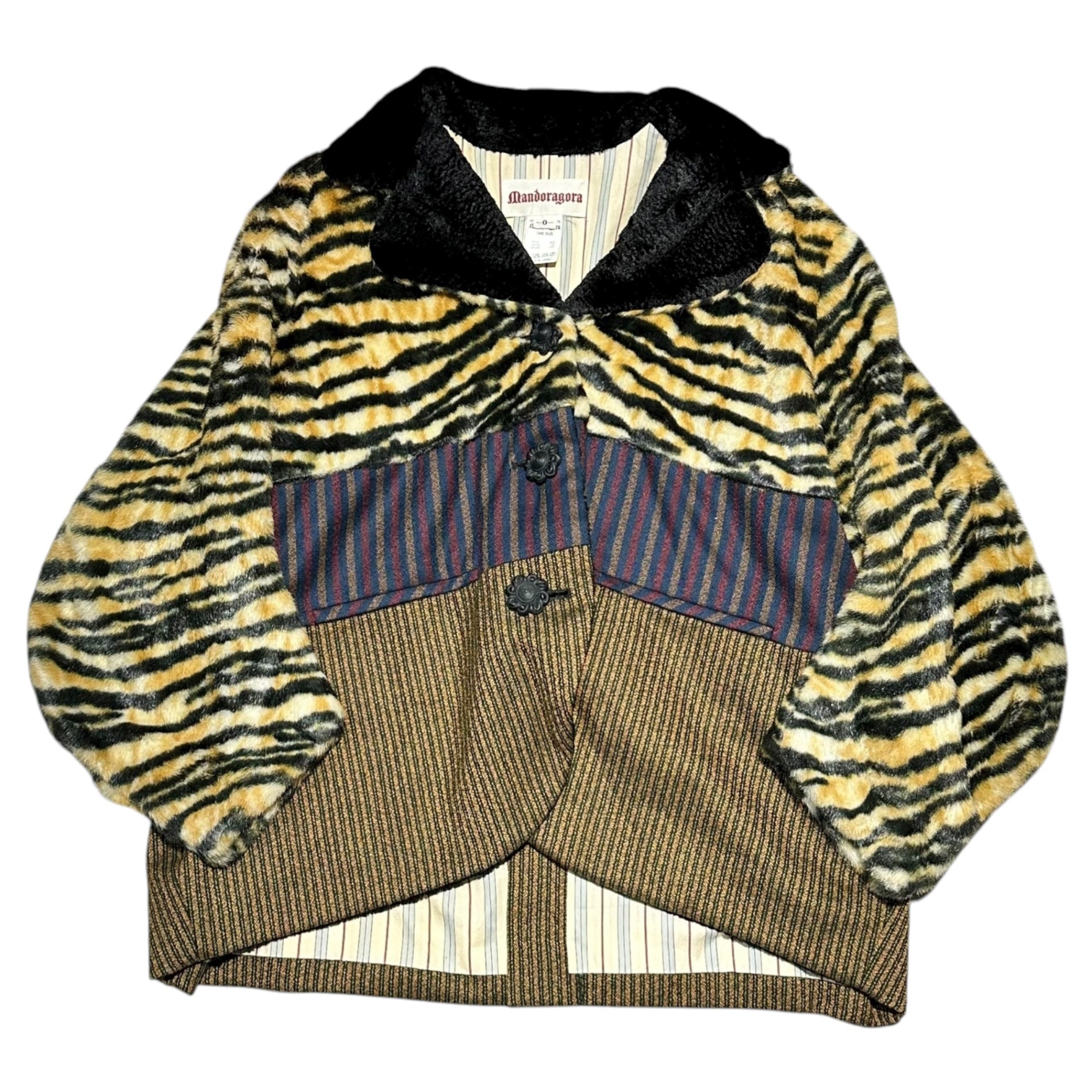 mandoragora(マンドラゴラ) Crazy Pattern 3B Blouson クレイジーパターン 3B ブルゾン タイガー ベージュ×ブラウン×パープル 90~00's ネペンテス取扱