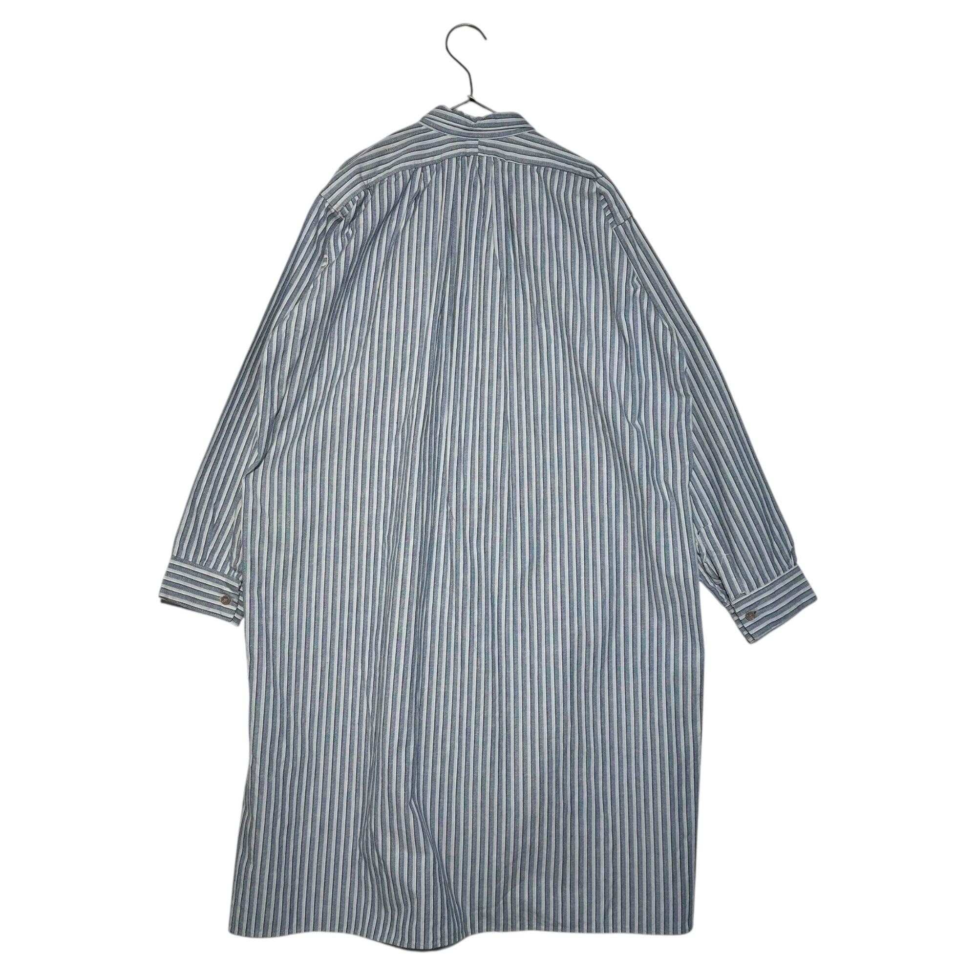 Euro vintage(ヨーロッパヴィンテージ) 30's French Vintage Striped Smock Shirt 30年代 フレンチ ヴィンテージ ストライプ スモック シャツ 110(L～XL相当) ブルー