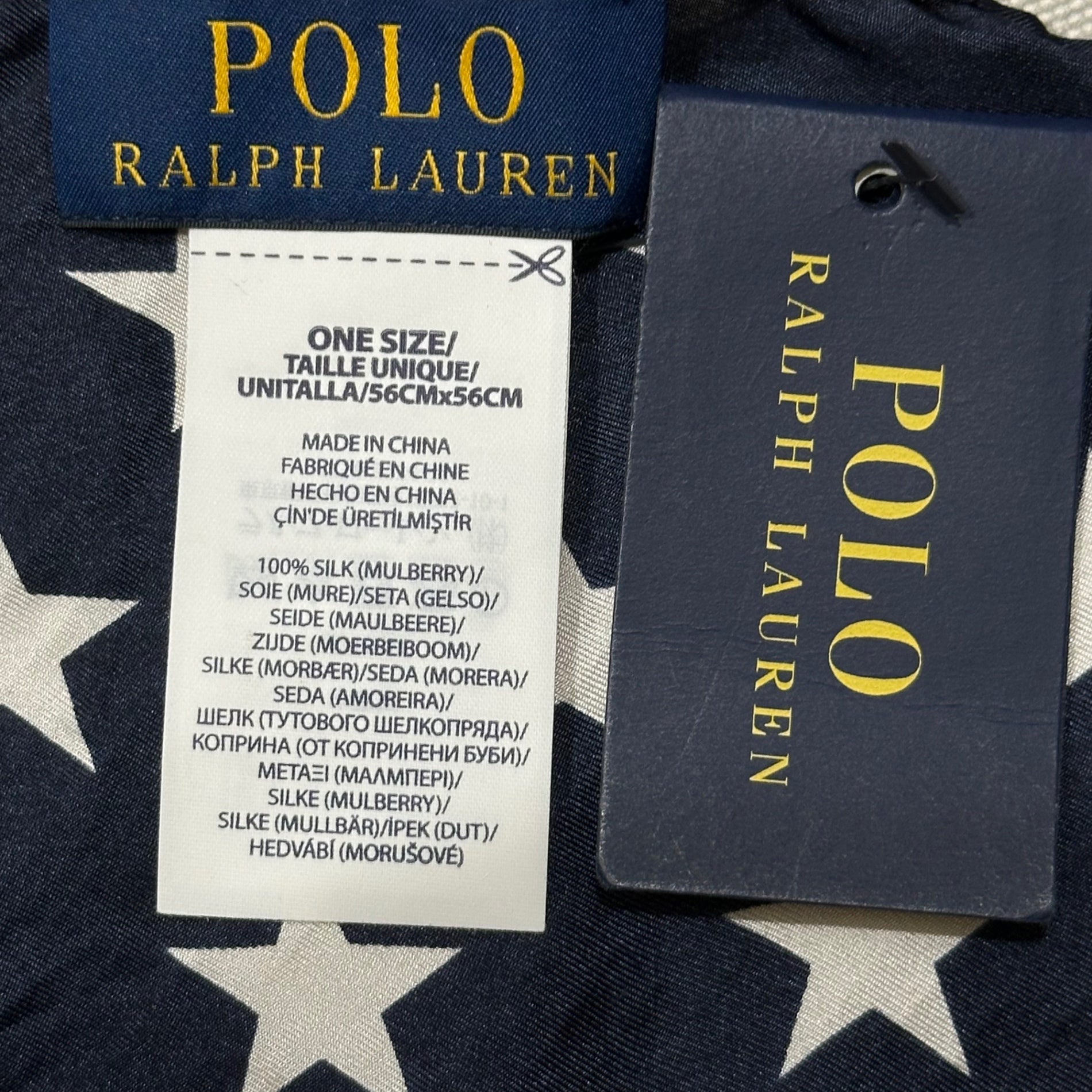 POLO RALPH LAUREN(ポロラルフローレン) American Flag Silk Scarf アメリカ 星条旗 シルク スカーフ 56cm×56cm ネイビー×レッド×ホワイト