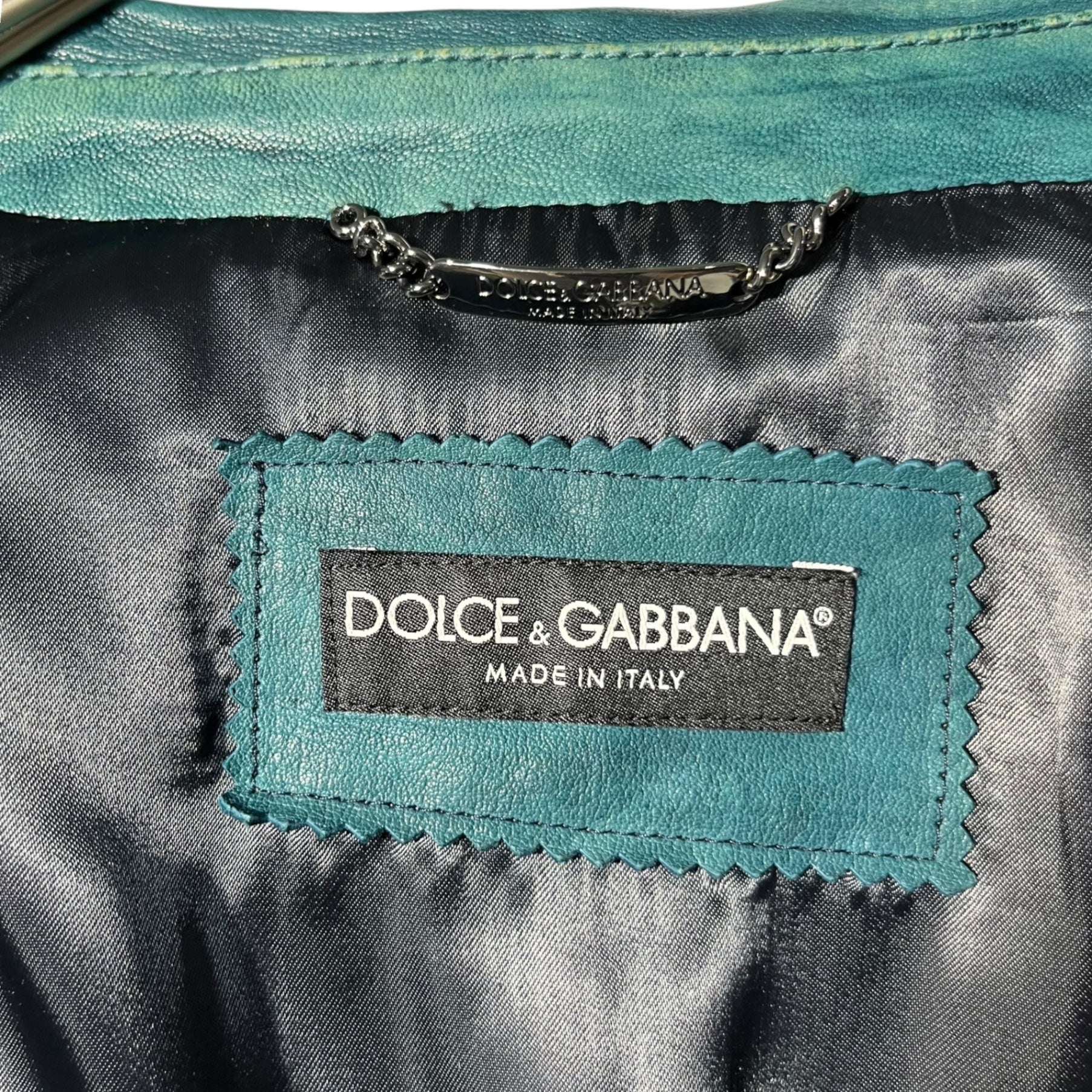 DOLCE&GABBANA(ドルチェ&ガッバーナドルガバ) Blue dyed lamb leather jacket ブルー 染め ラム レザー ジャケット 50(XL程度) ブルー