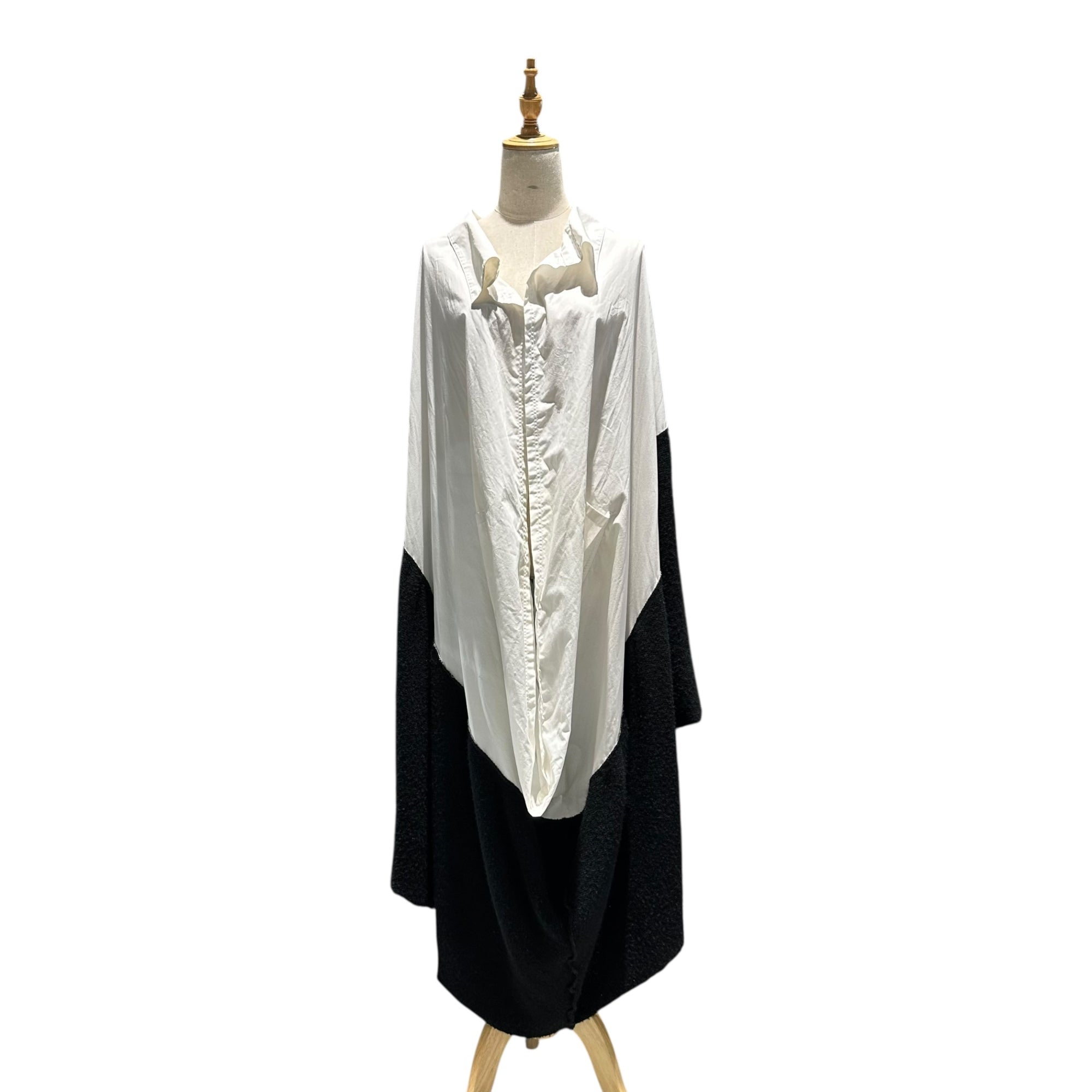 LIMI feu(リミフゥ) Shirt-Docked Knit Snood シャツ ドッキング ニット スヌード S ホワイト×ブラック