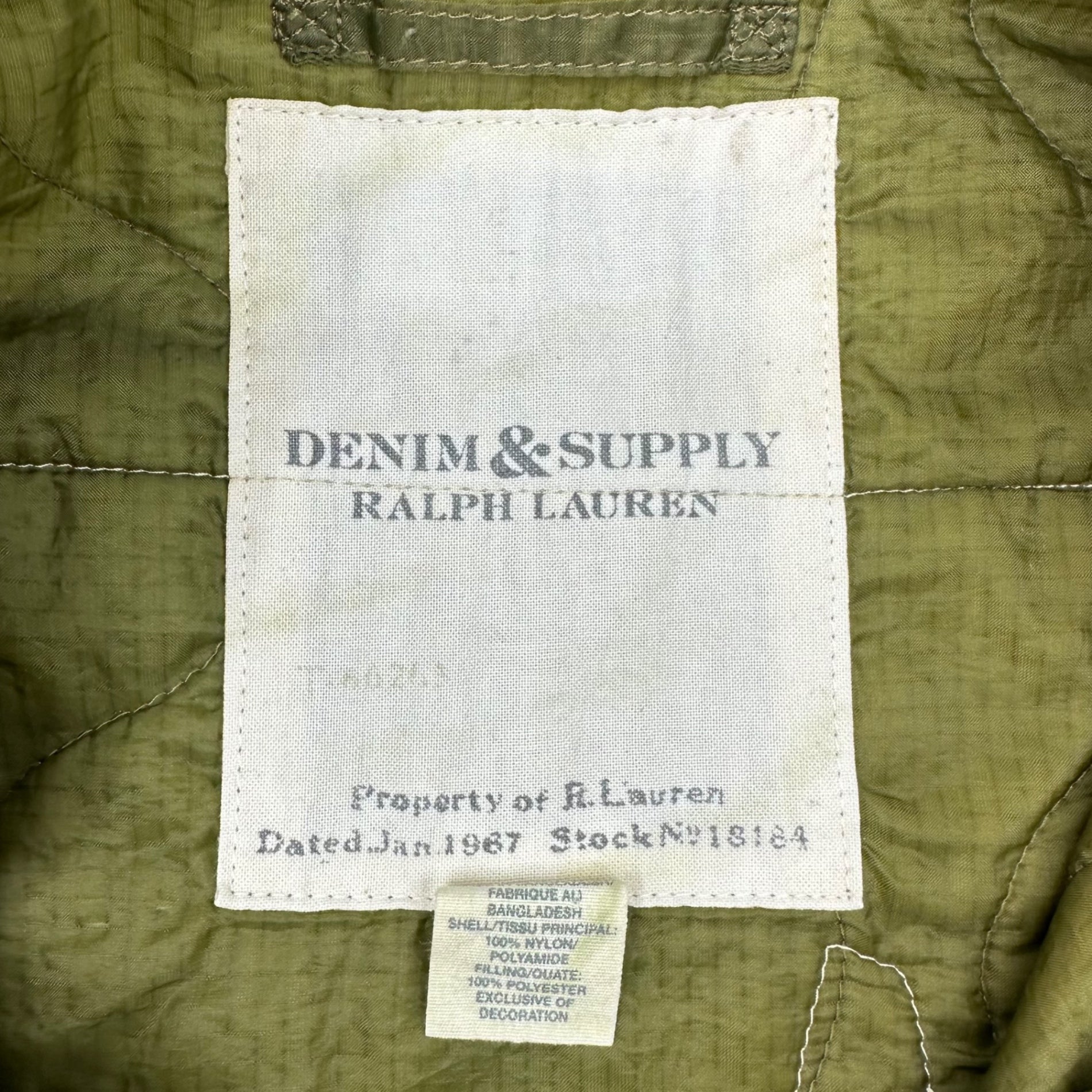 DENIM & SUPPLY RALPH LAUREN(デニム&サプライラルフローレン) M-65 liner type Indian head quilted vest M-65ライナータイプ インディアン ヘッド キルティング ベスト L セージグリーン