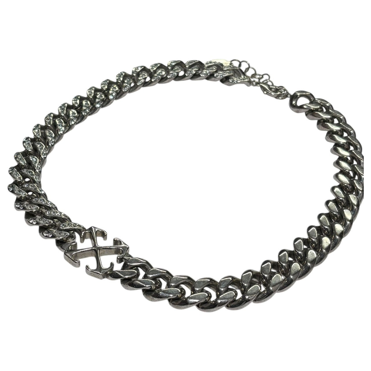 Off-White(オフホワイト) Arrow Chain Necklace With Strass アロー チェーン ネックレス ラインストーン OMOB15BF24MET0017272 シルバー 喜平