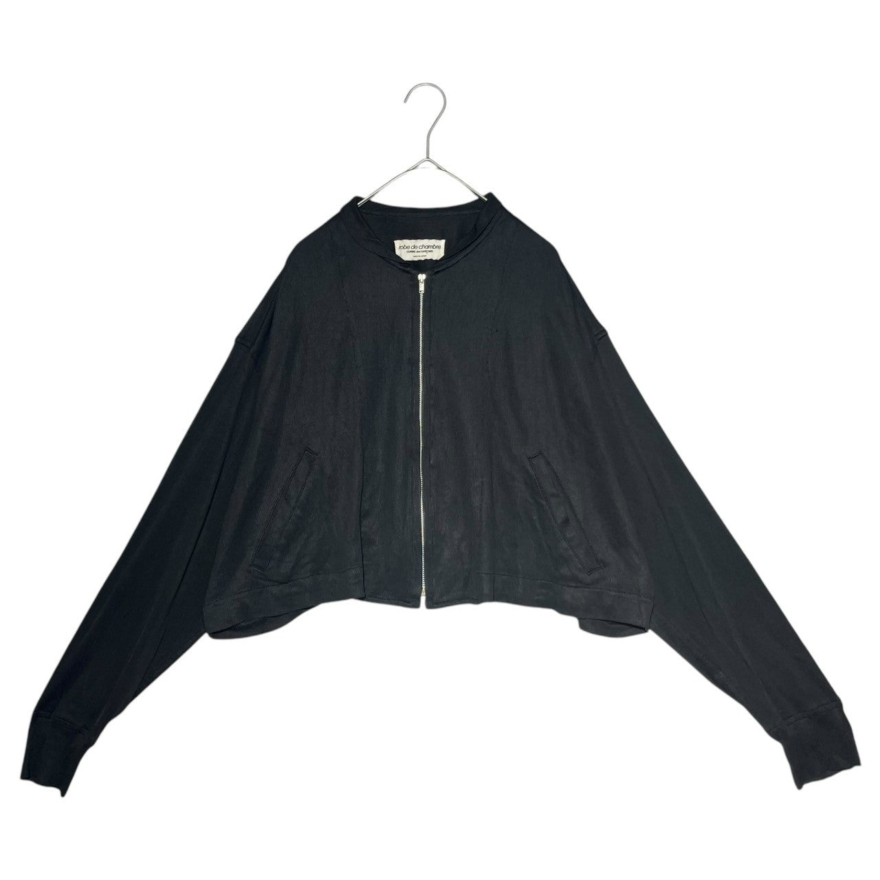 robe de chambre COMME des GARCONS(ローブドシャンブルコムデギャルソン) 80's Short zip-up Pleated processing wide blouson 80年代 短丈 ジップアップ プリーツ加工 ワイド ブルゾン 川久保玲 本人期 FREE ブラック