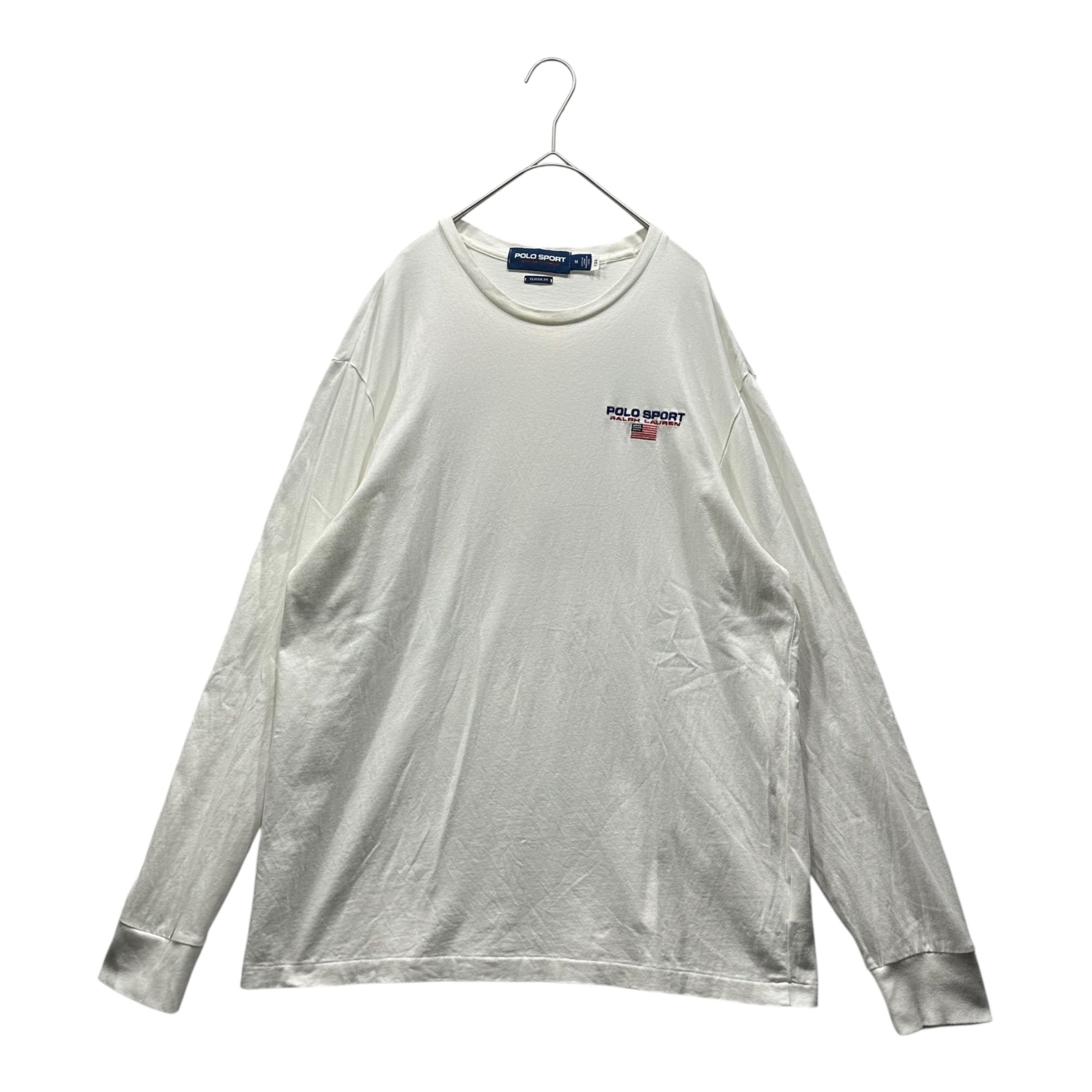 POLO SPORT(ポロスポーツ) Classic Fit Back Logo Print L /S T-Shirt クラシック フィット バック ロゴ プリント 長袖 Tシャツ M ホワイト×ピンク