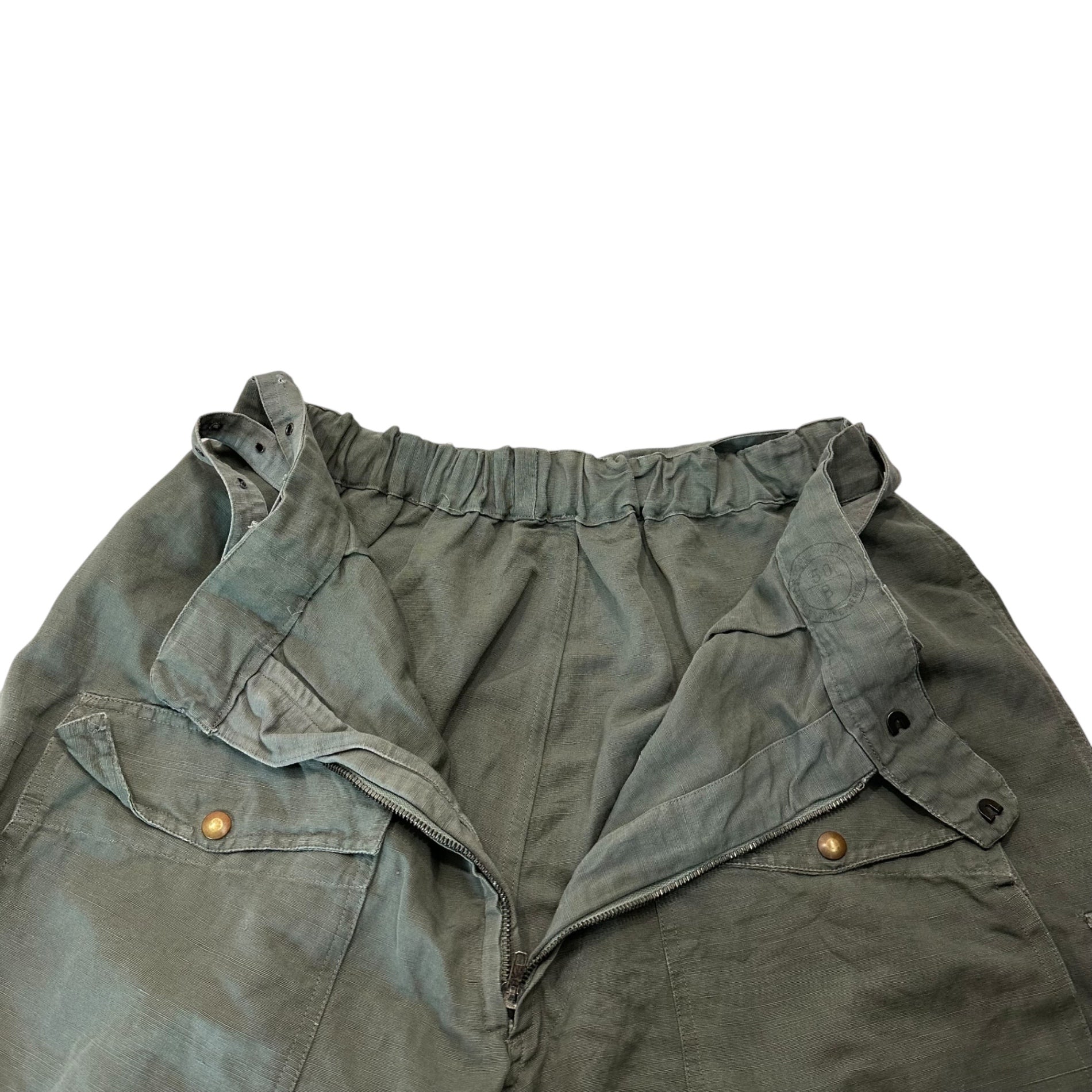 Italian Military(イタリア軍) Air Force Belted Field Pants エアフォース ベルテッド フィールド パンツ 50 オリーブ ヴィンテージ AF ririジップ パラシュート