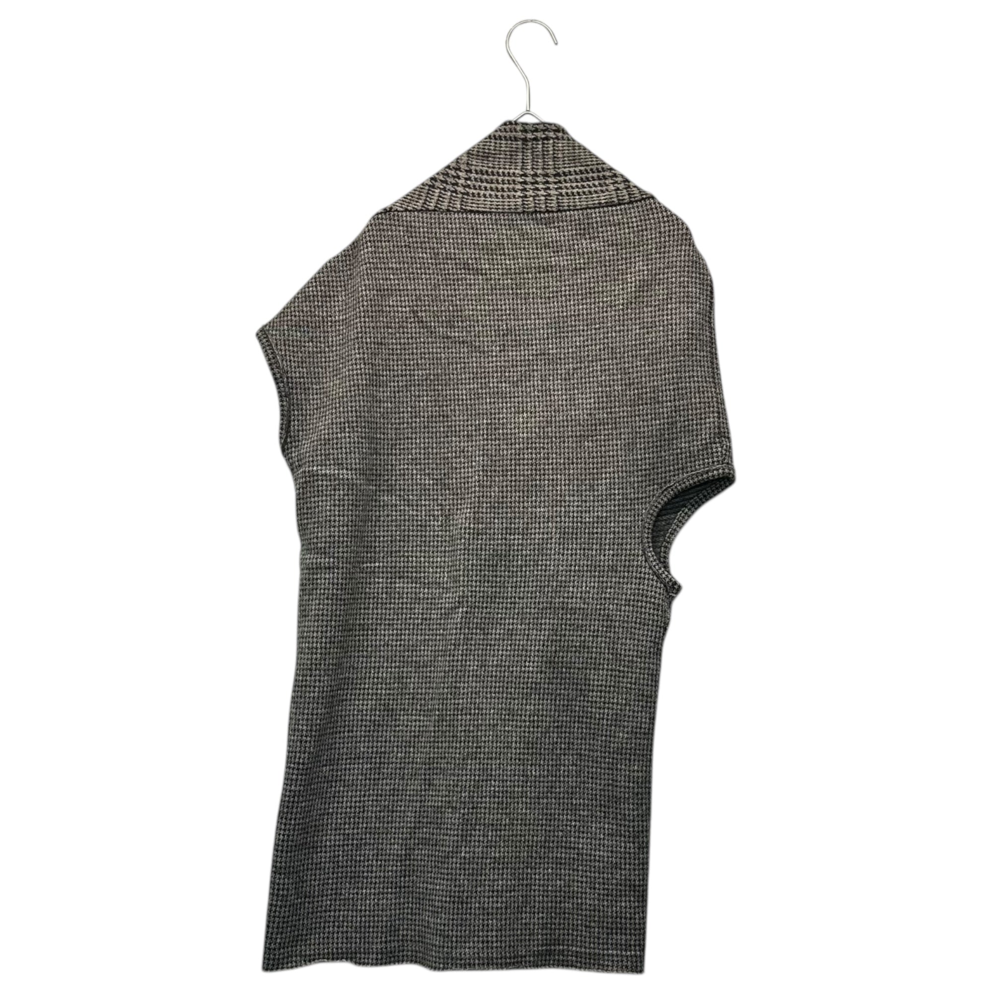 Y's(ワイズ) Houndstooth Pattern Layered Knit Sleeveless Blouse 千鳥柄 レイヤード ニット ノースリーブ ブラウス YT-T23-942 3 ベージュ×ブラウン